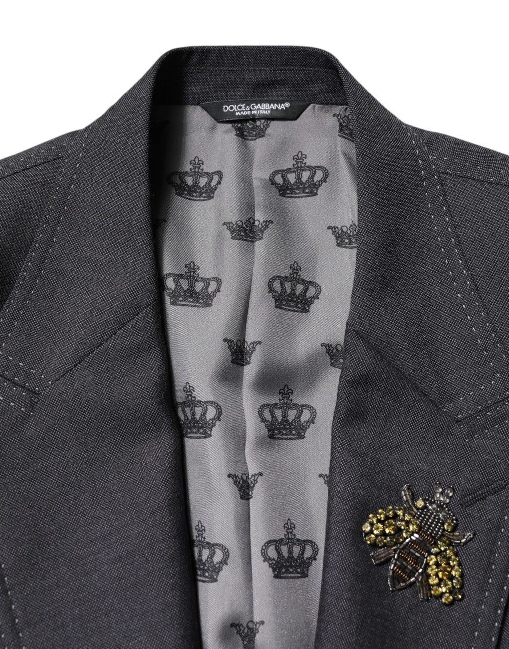 Dark Gray Bee Embroidery SICILIA Coat Blazer