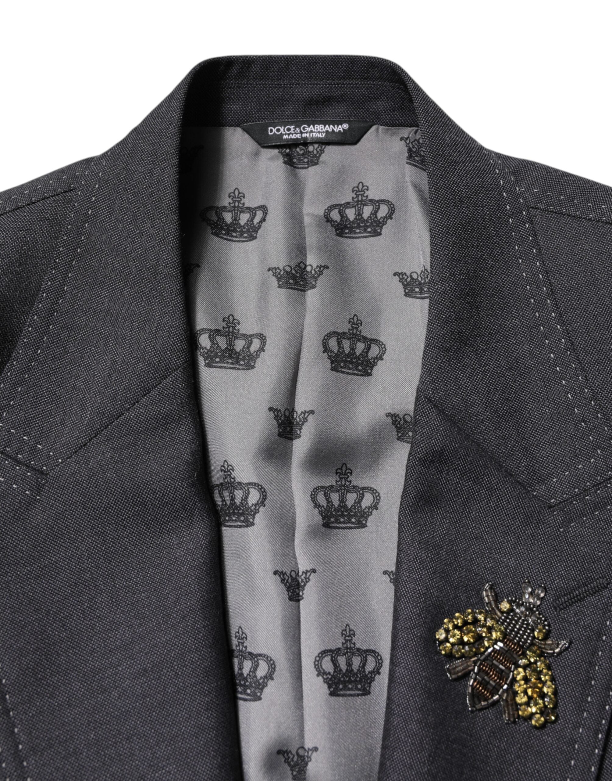 Dark Gray Bee Embroidery SICILIA Coat Blazer