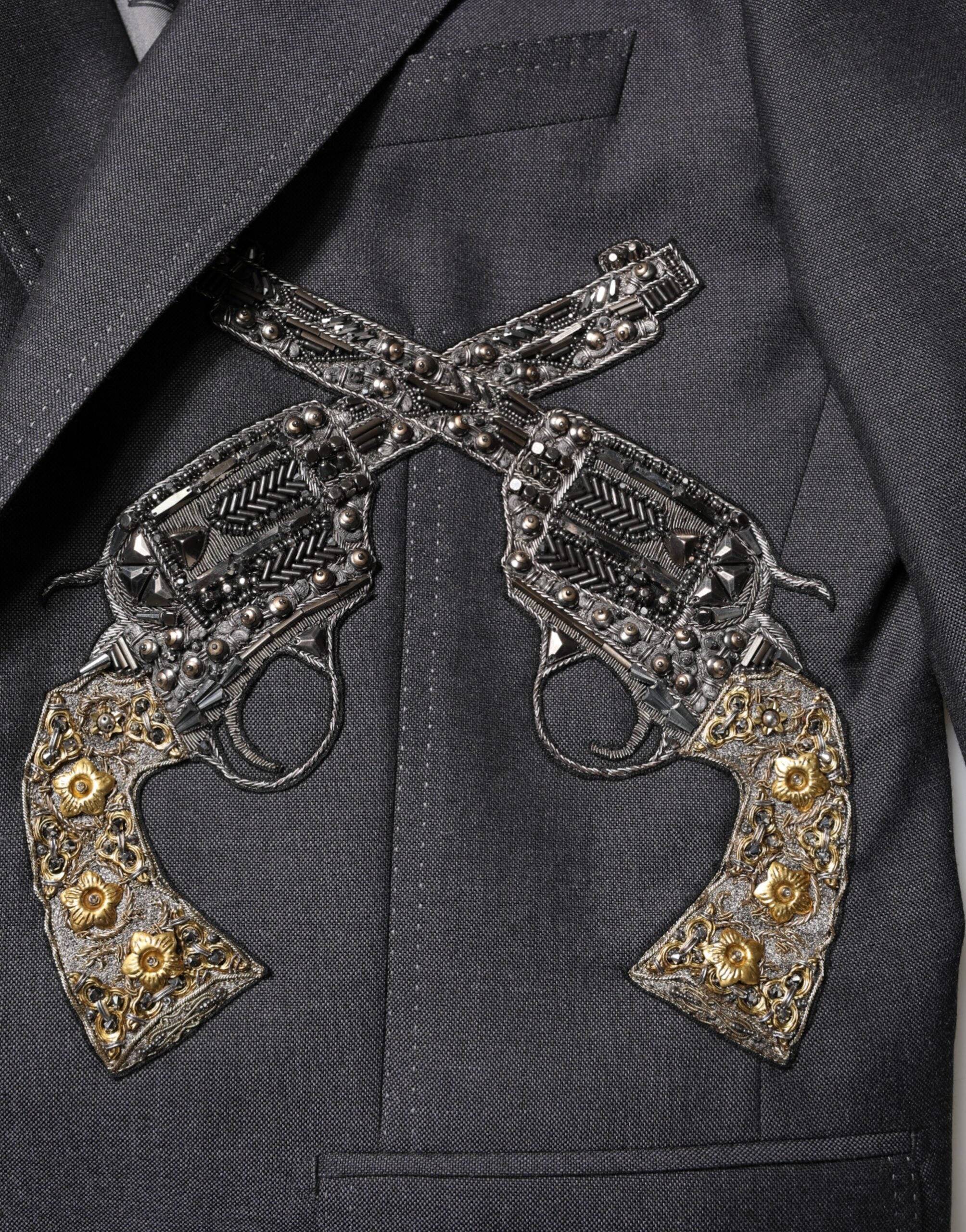 Dark Gray Bee Embroidery SICILIA Coat Blazer