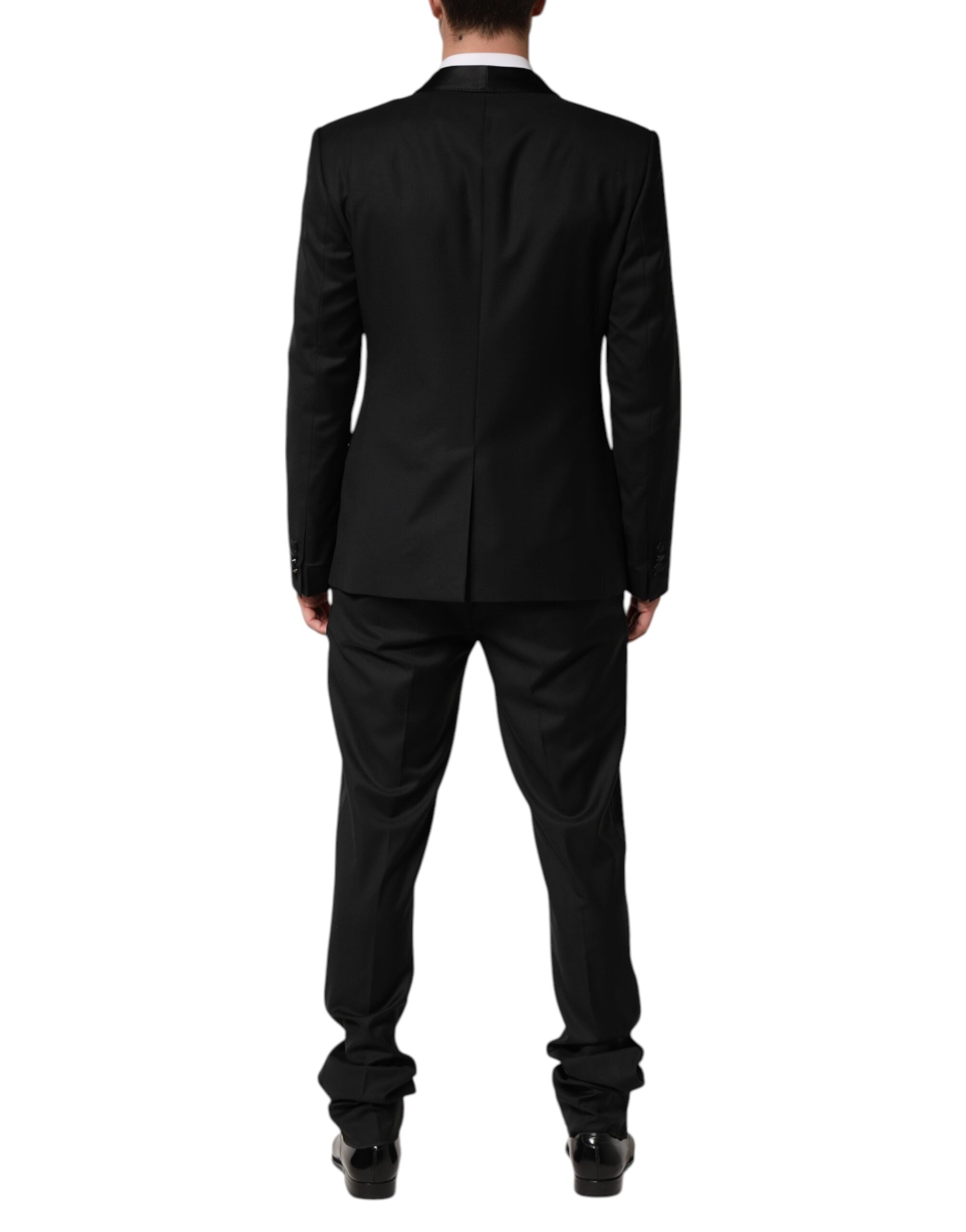 Black Wool Men Single Breasted 2 Piece Suit