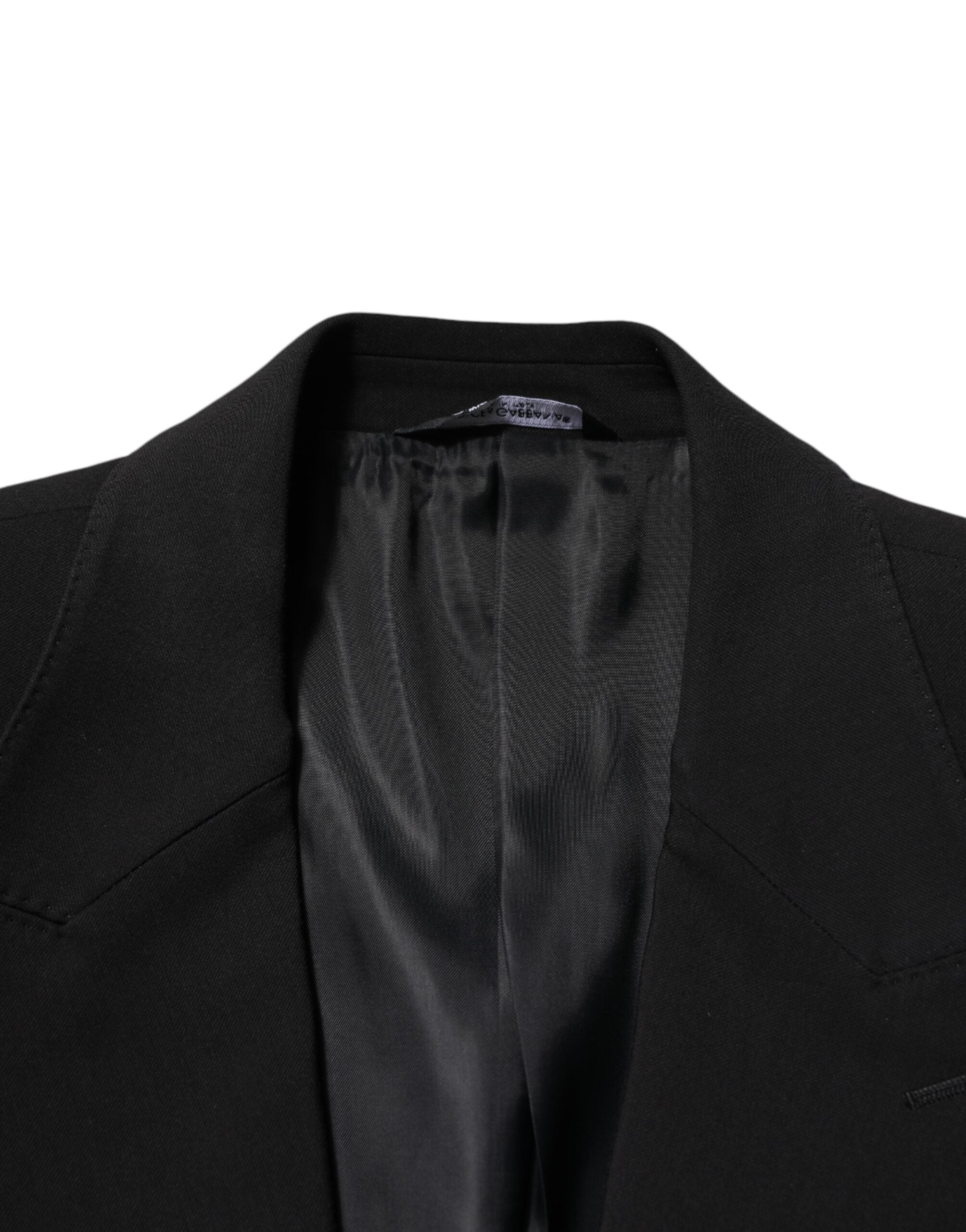 Black Cotton Single Breasted 2 Piece Suit