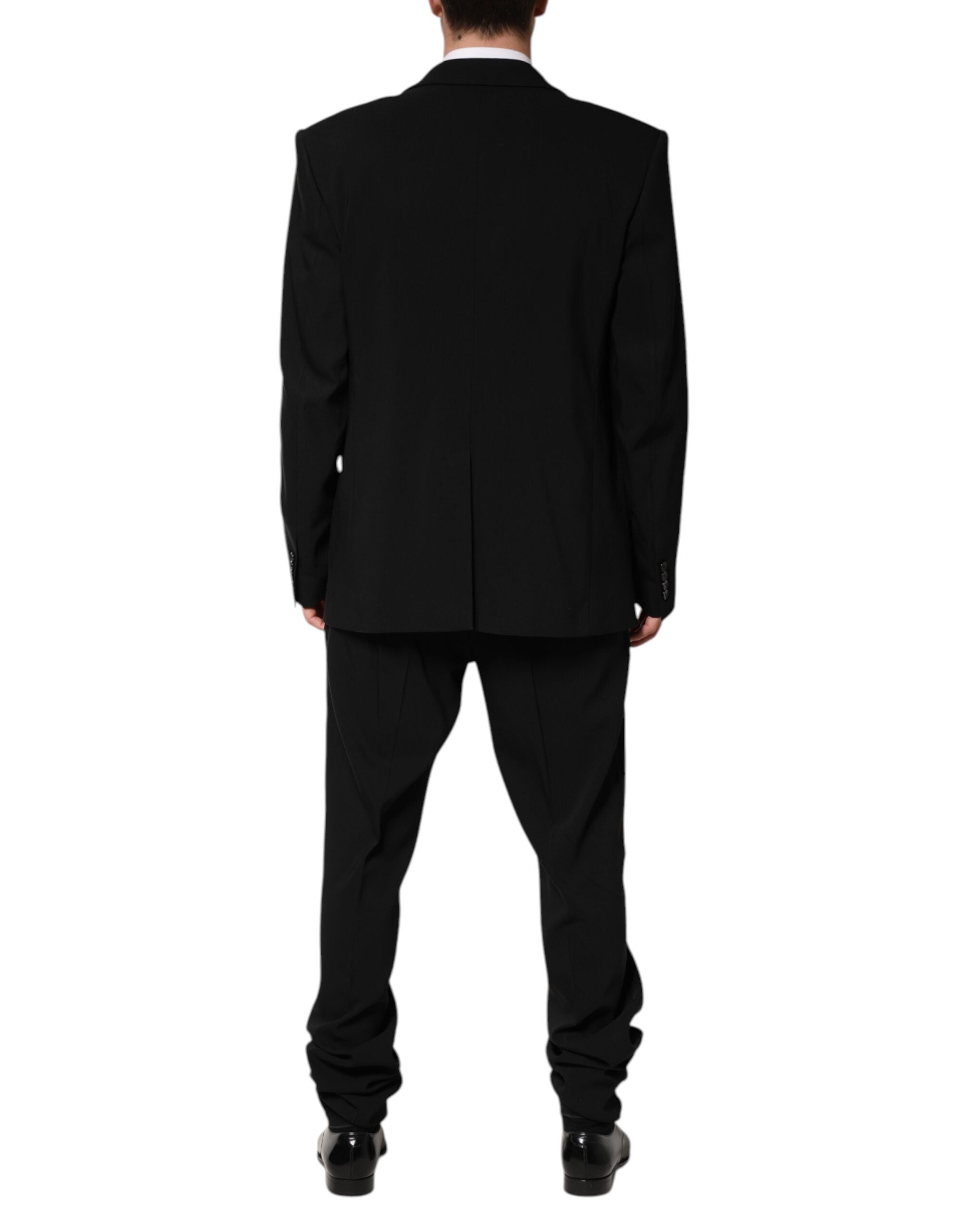 Black Cotton Single Breasted 2 Piece Suit