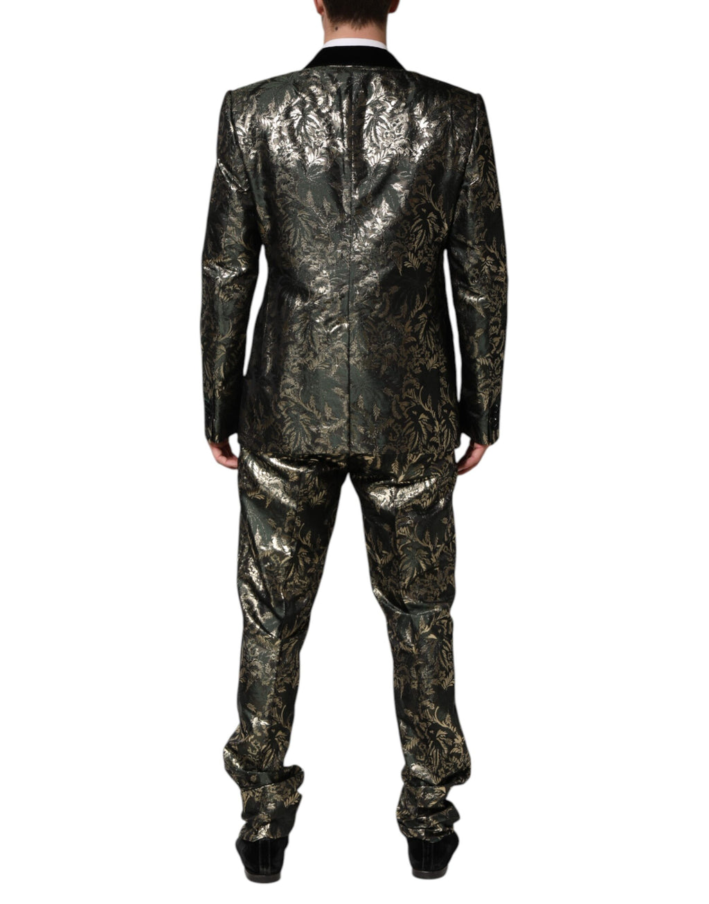 Metallic Floral Jacquard Silk 2 Piece Suit