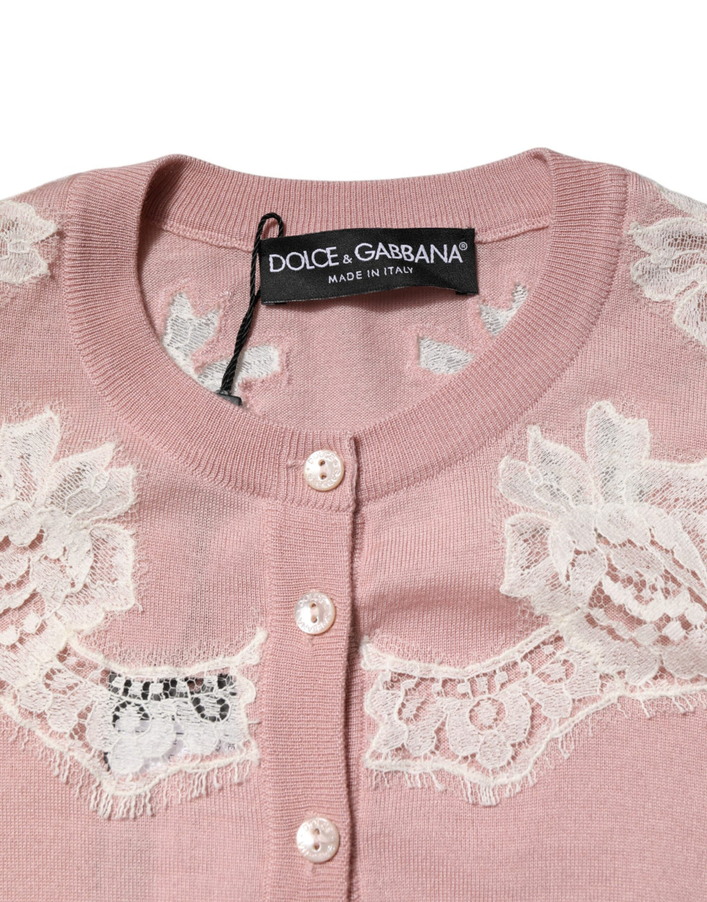 Pink Floral Lace Detailing Cardigan Sweater
