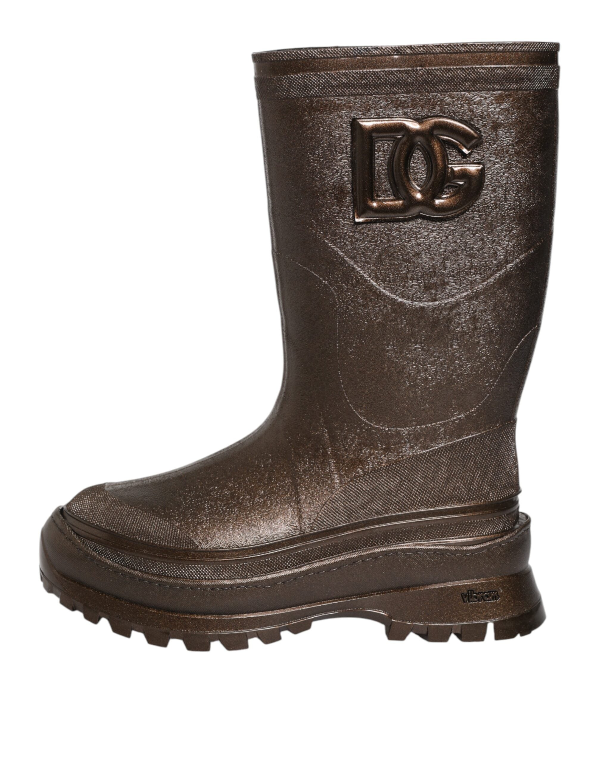 Metallic Brown Pull On Rain Boots Shoes