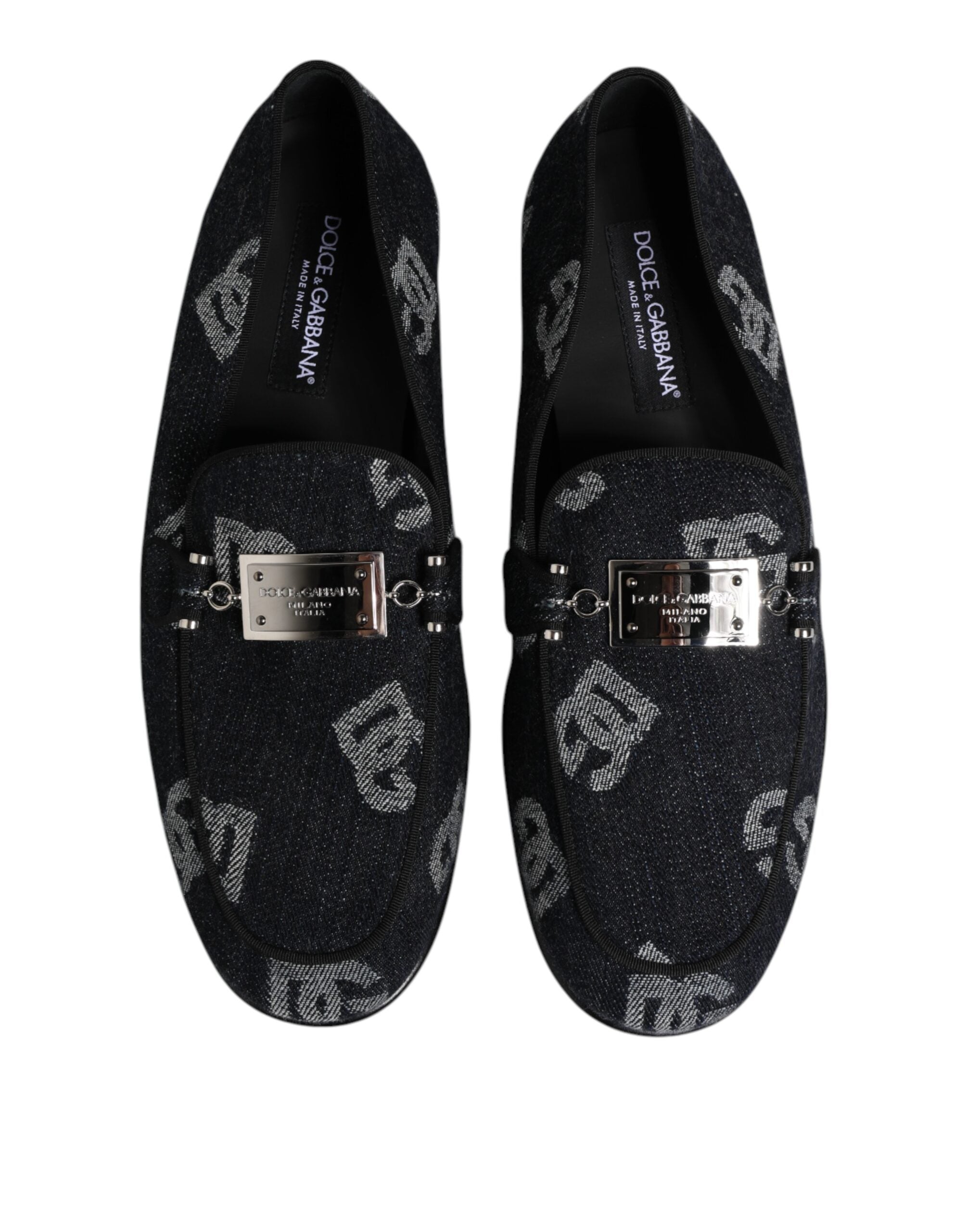 Blue Logo Cotton Loafers Formal Dress Shoes