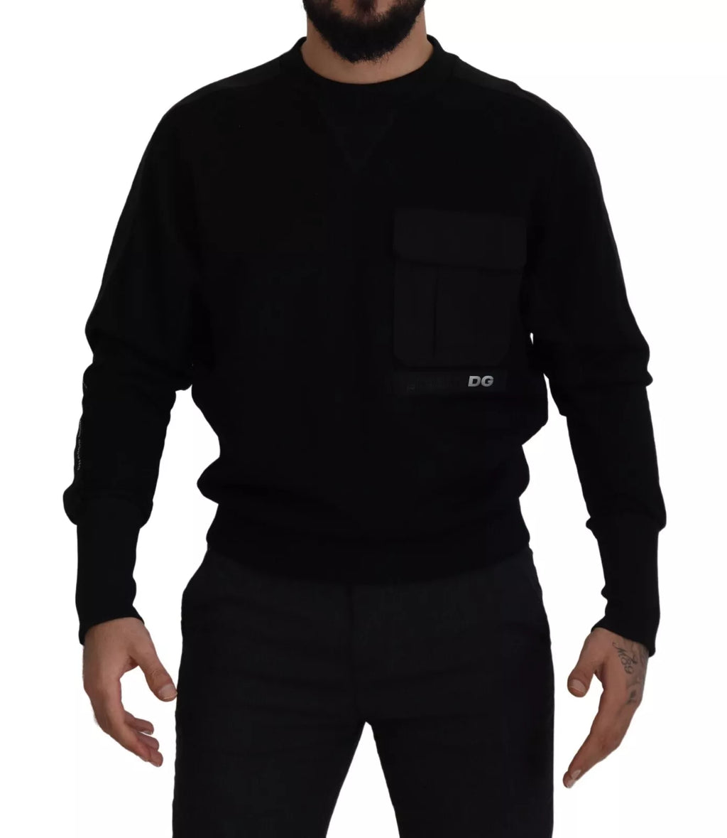 Black Cotton Crewneck Sweatshirt Sweater