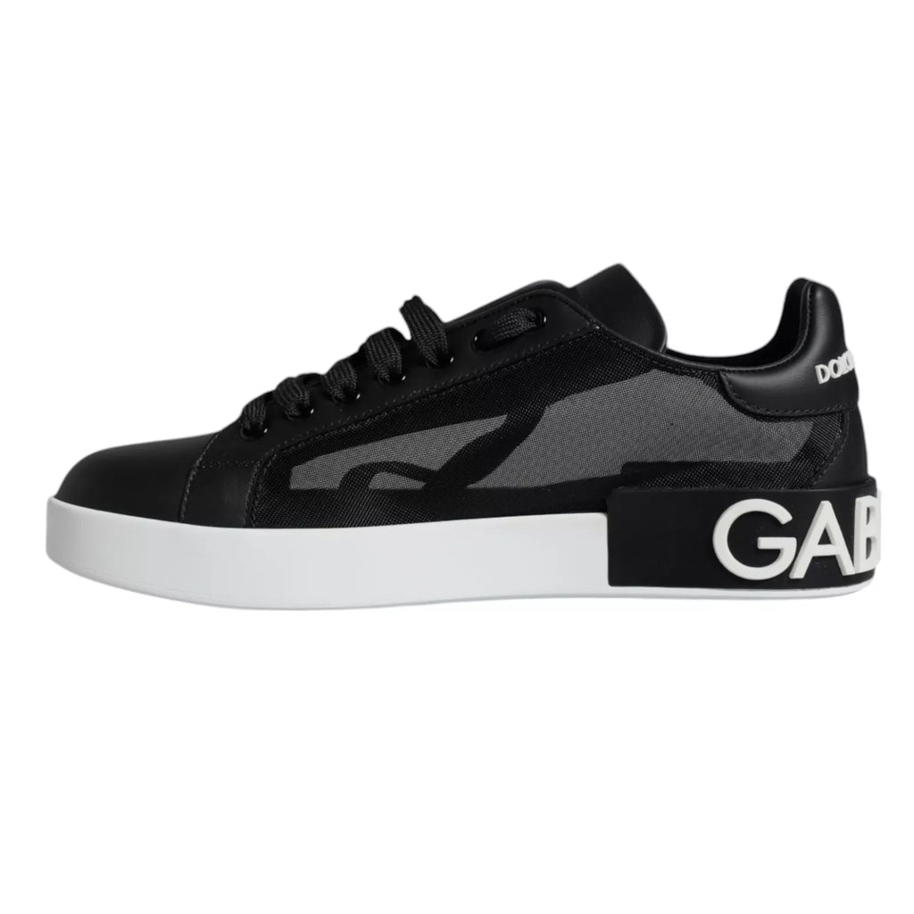 Black Calf Leather Portofino Sneakers Shoes