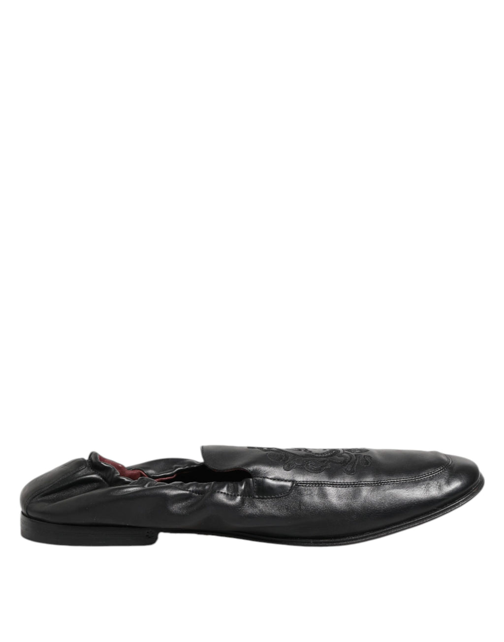 Black Leather Slip On Men Flat Loafers Shoes