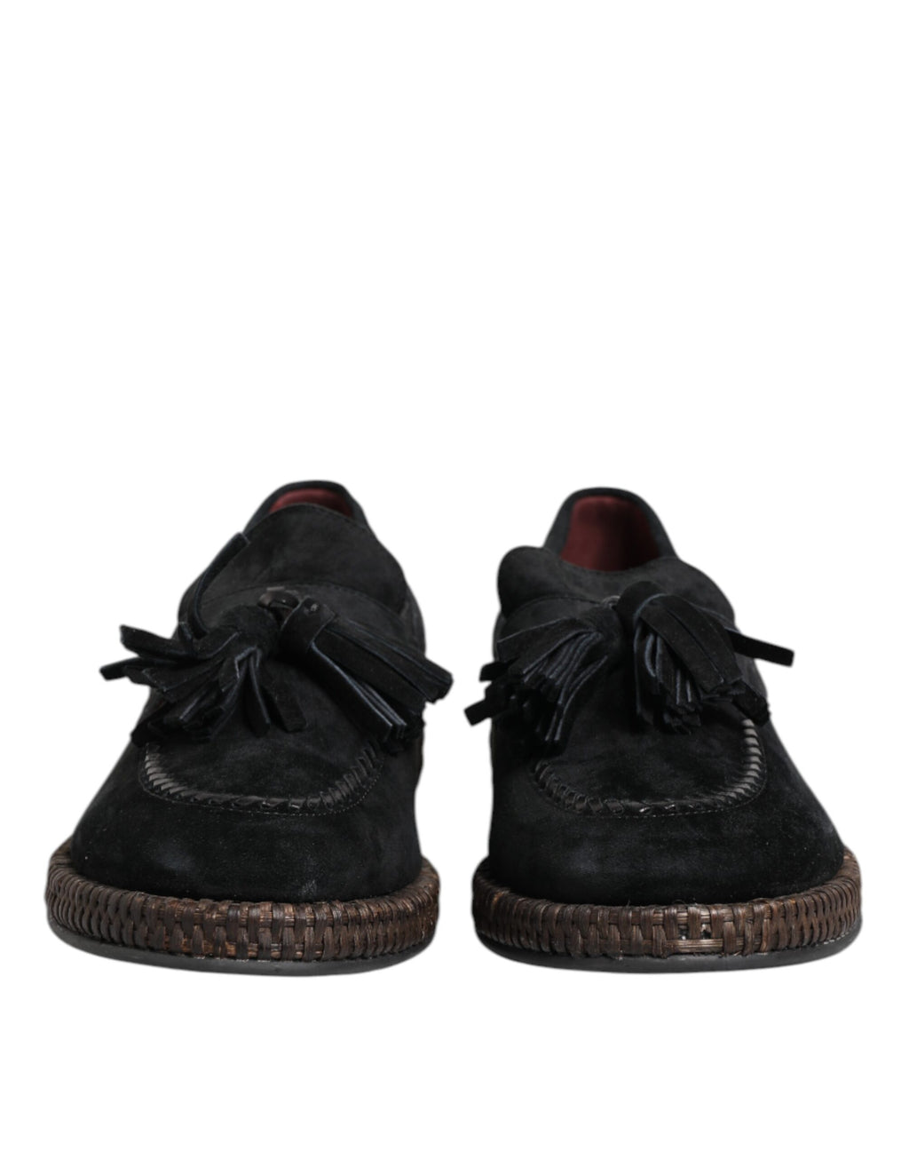 Black Suede Tassel Embellished Loafers Shoes