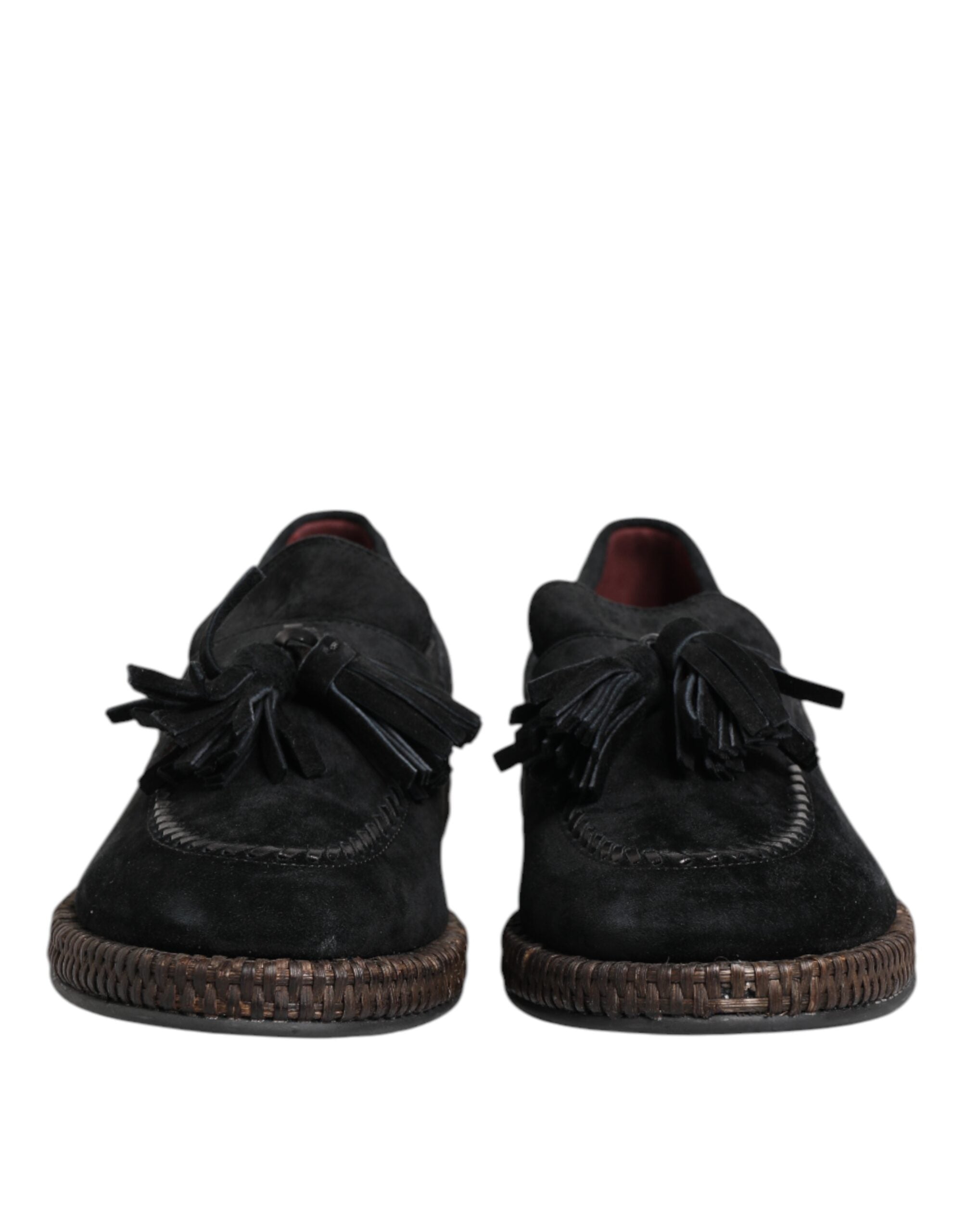 Black Suede Tassel Embellished Loafers Shoes