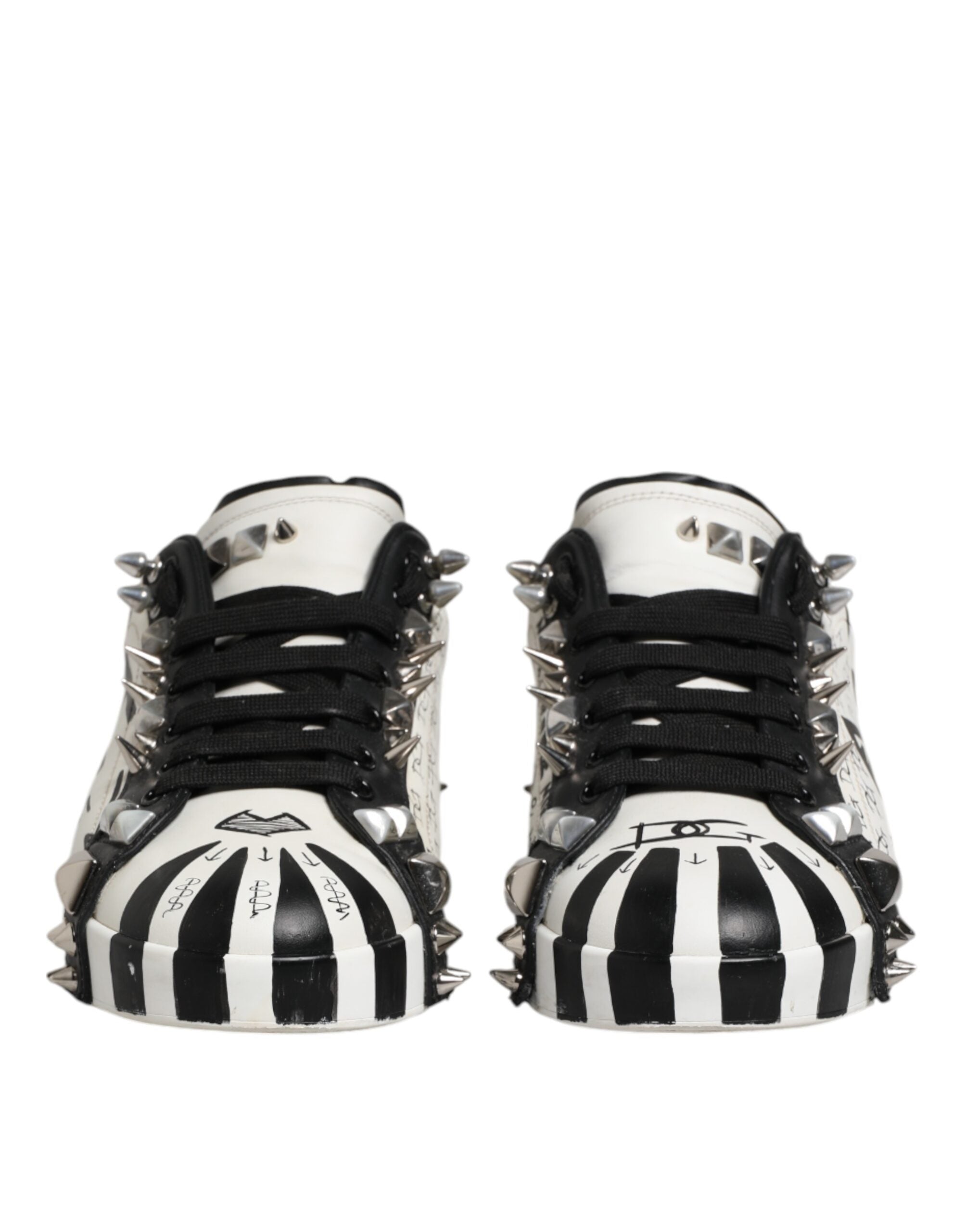 Black White Studded Low Top Sneakers Shoes