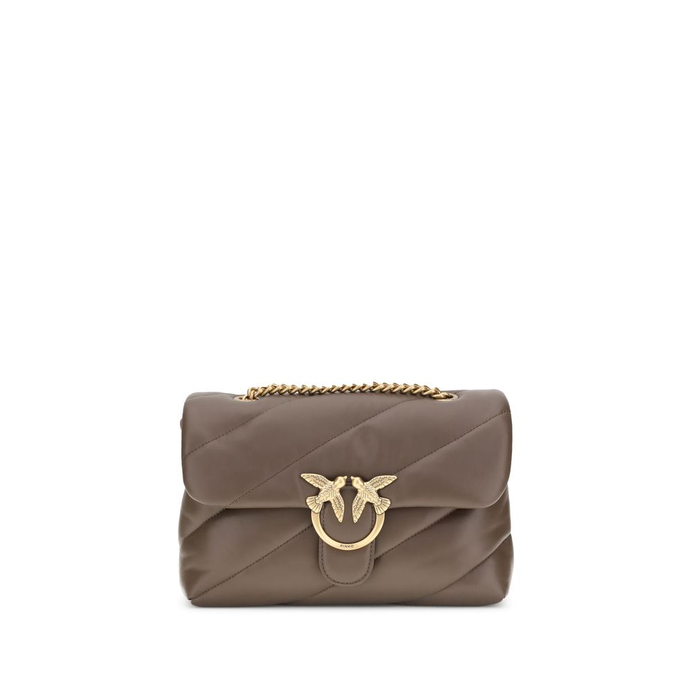 PINKO Brown Calf Leather Bos Taurus Shoulder Bag