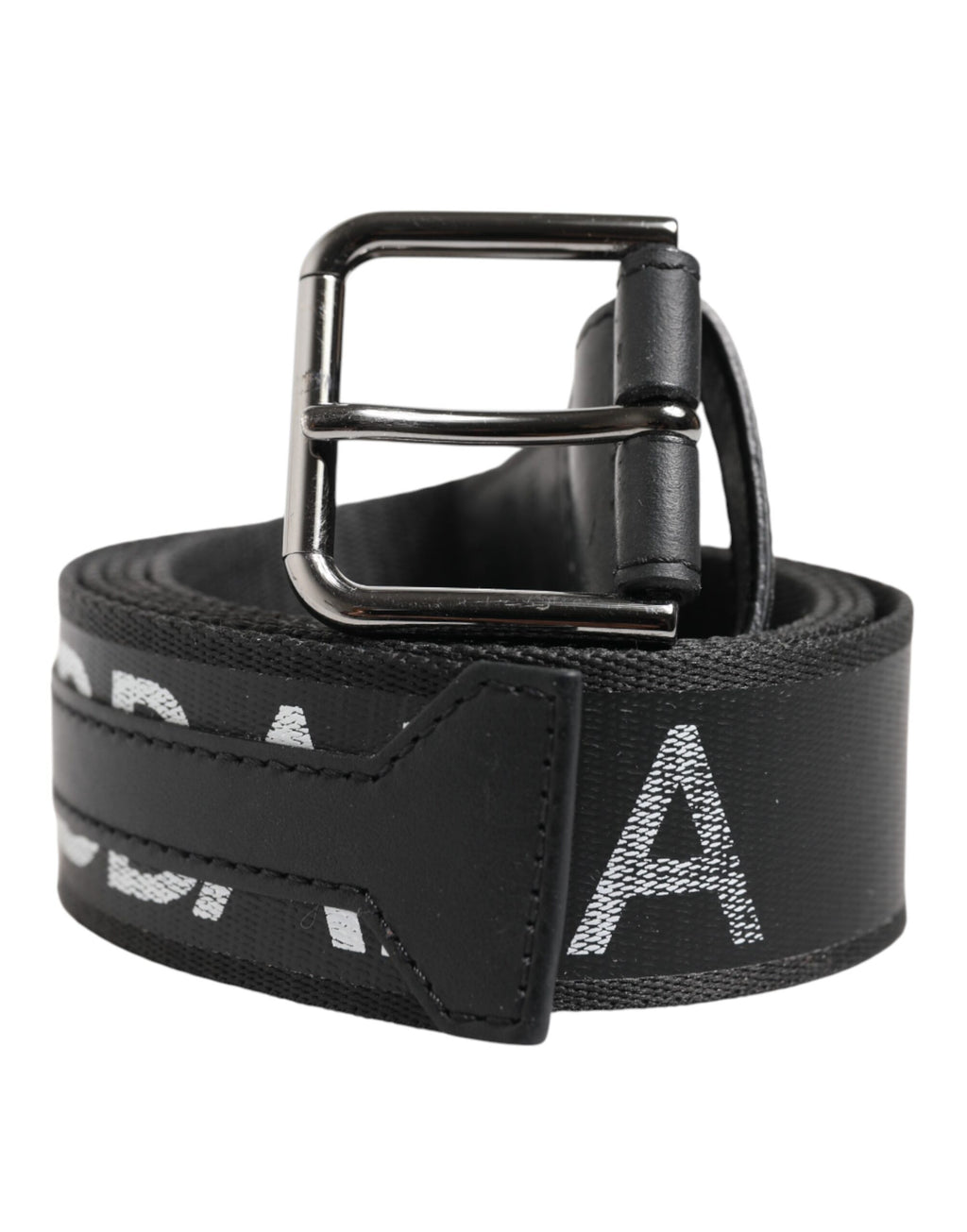 Black Polyester Leather Metal Buckle Belt