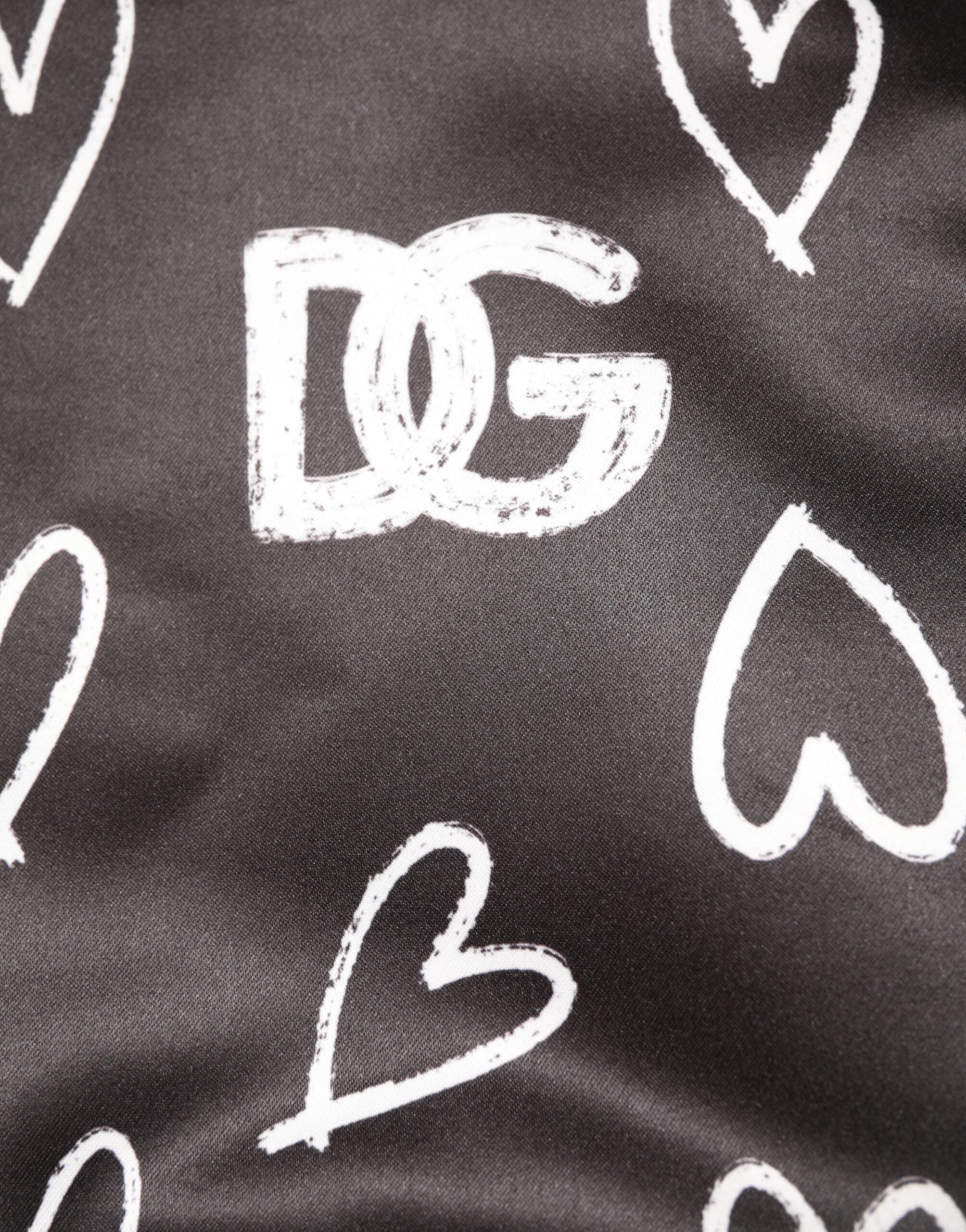 Black Polyester Heart Print Bomber Jacket