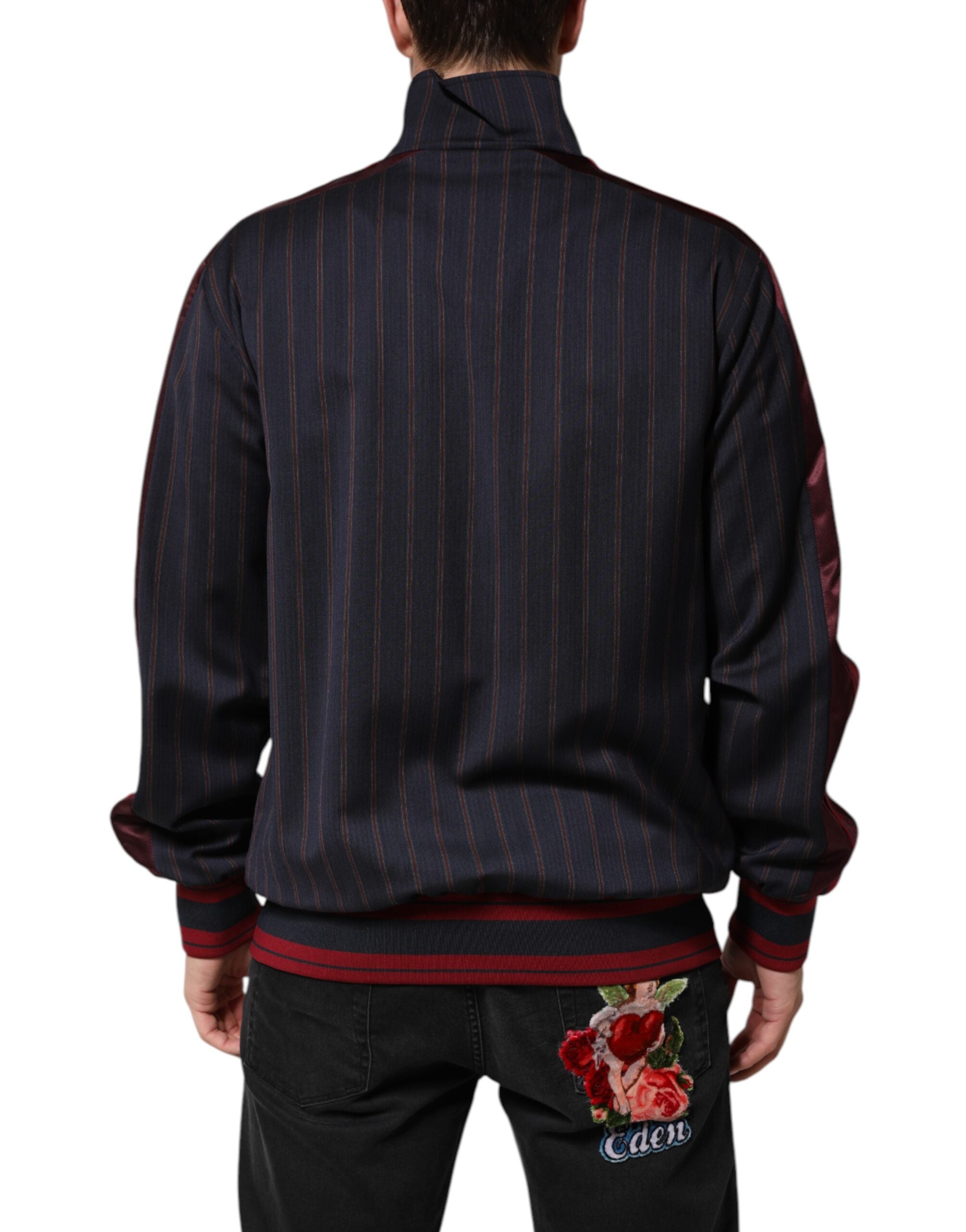 Blue Red Striped Logo Plaque Full Zip Jacket