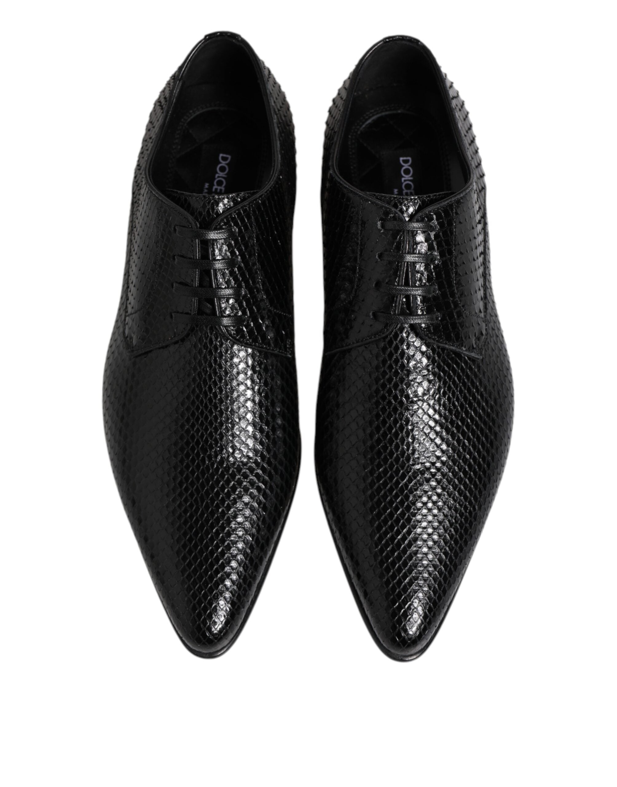Dolce & Gabbana Black Exotic Leather Lace Up Derby Shoes