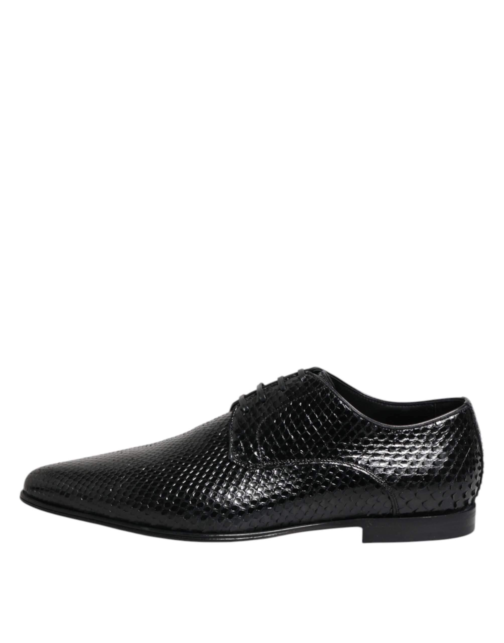 Dolce & Gabbana Black Exotic Leather Lace Up Derby Shoes