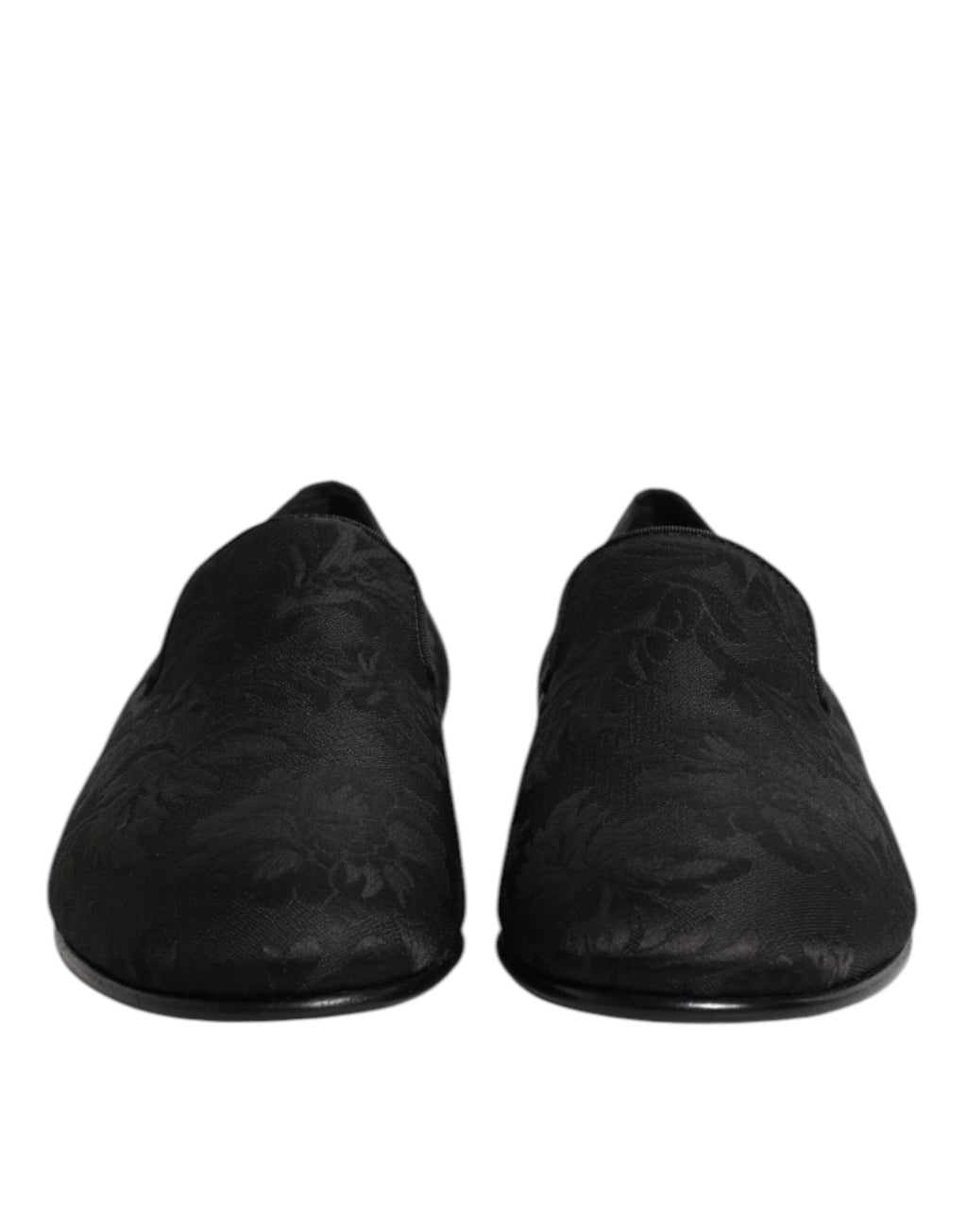 Black Floral Brocade Loafers Men Dress Shoes