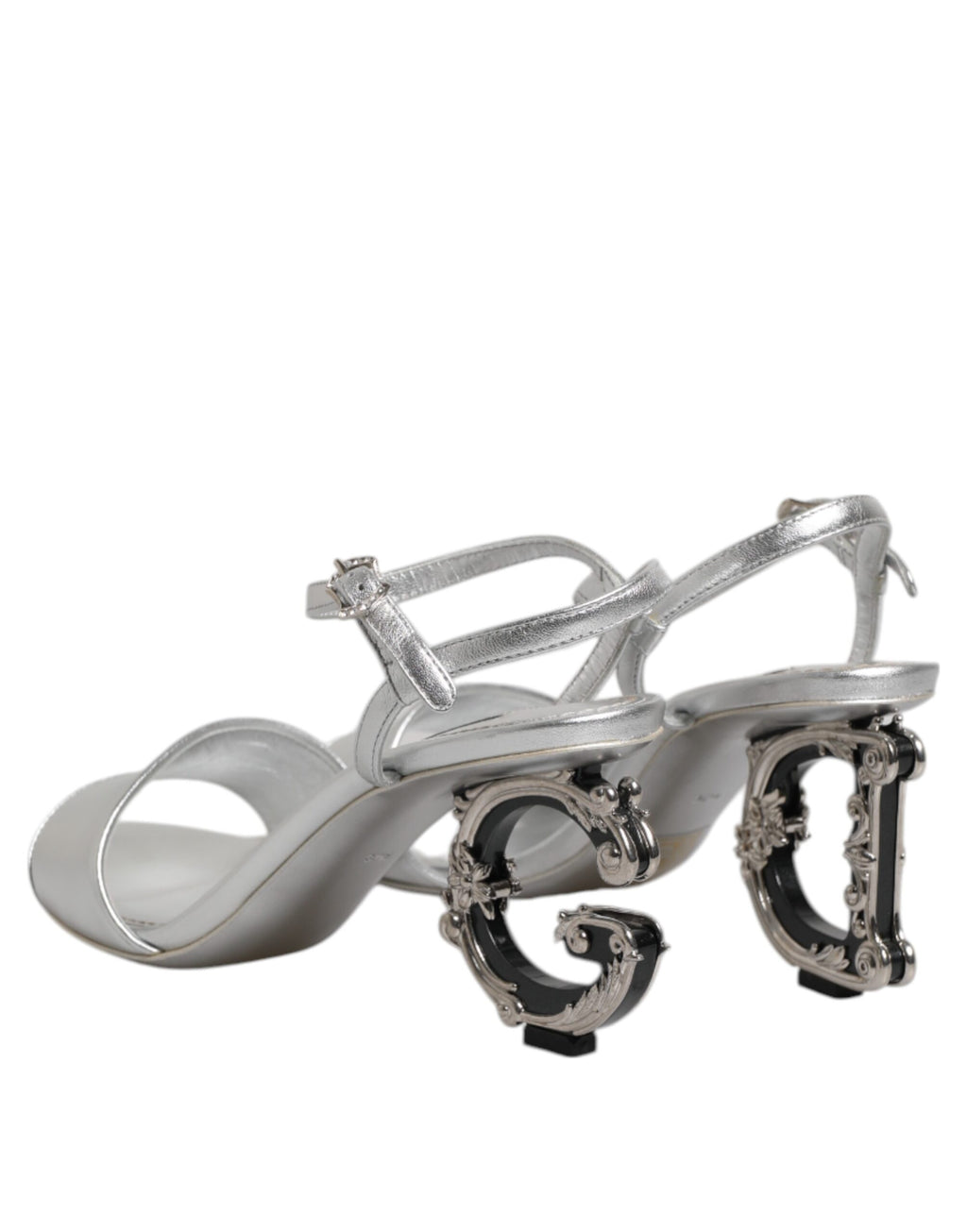 Silver Leather DG Heels Keira Sandals Shoes