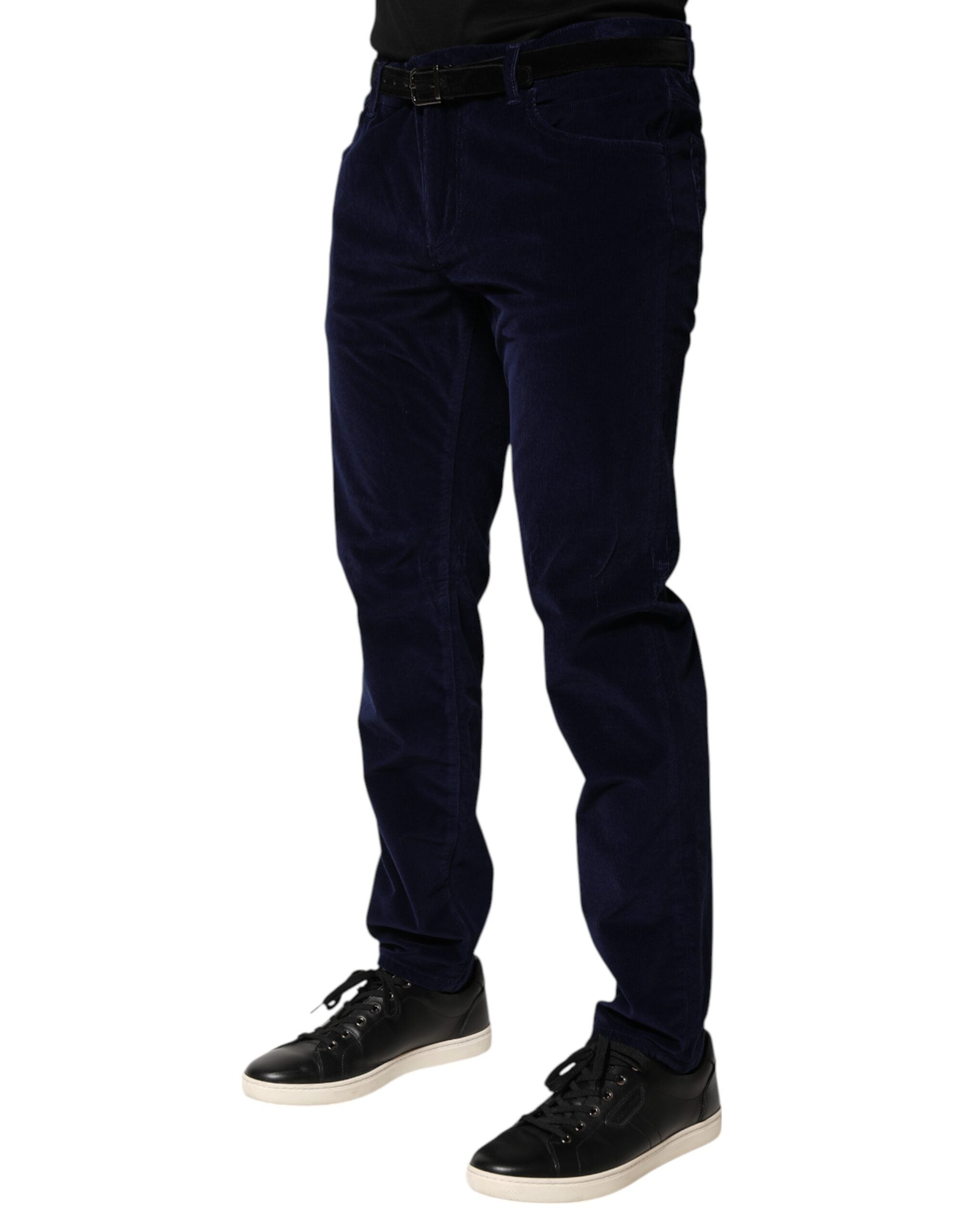 Navy Blue Cotton Tapered Formal Trouser Pants
