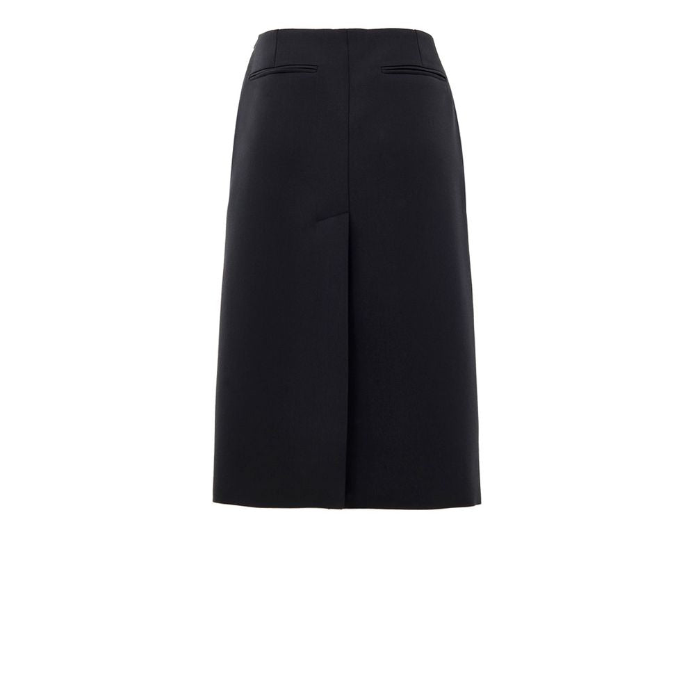 Black Wool Midi Skirt