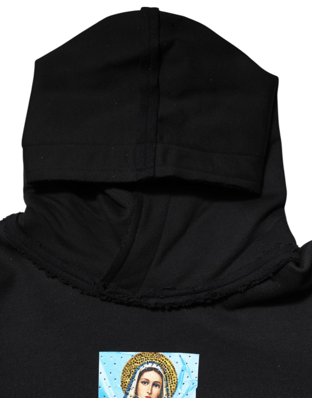 Black Printed Hoodie Crystal Embellished Jacket