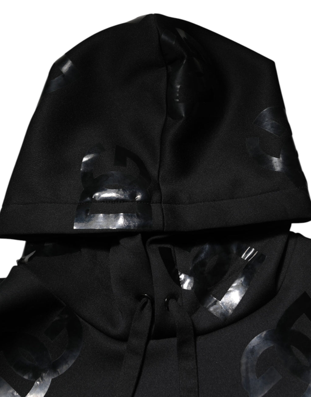 Black DG Logo Hoodie Metallic Print Sweater