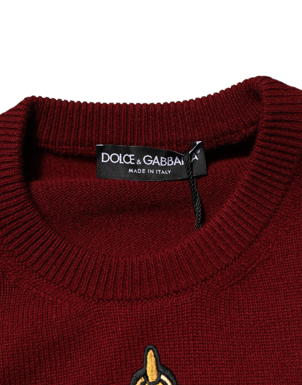 Burgundy Cashmere Lion Crest Pullover Sweater