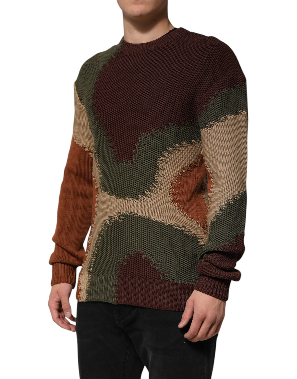 Multicolor Cotton Abstract Men Pullover Sweater