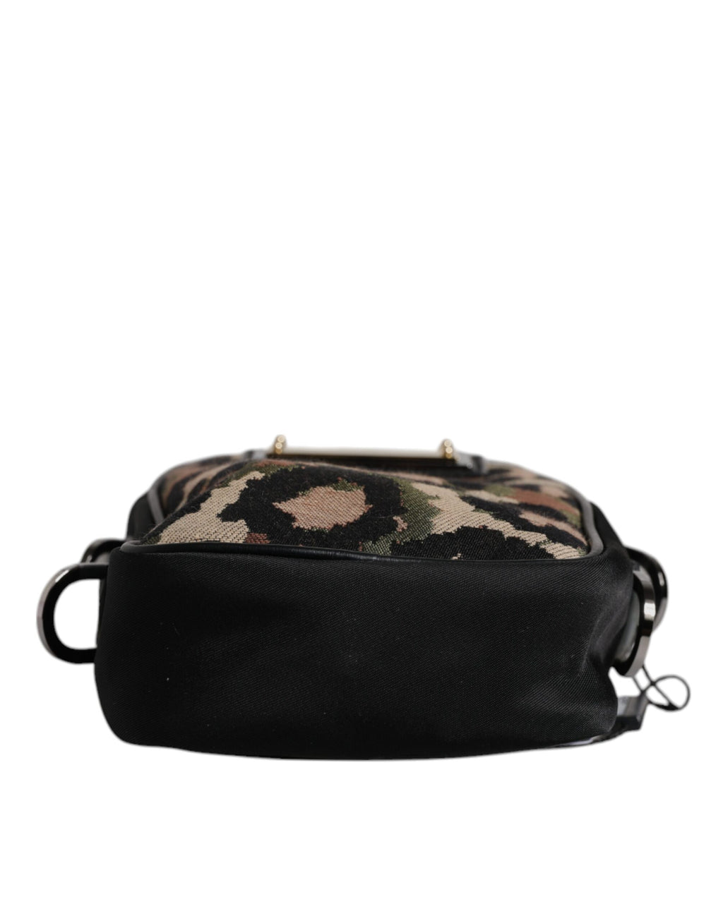 Multicolor Leopard Jacquard Logo Plaque Neck Strap Bag