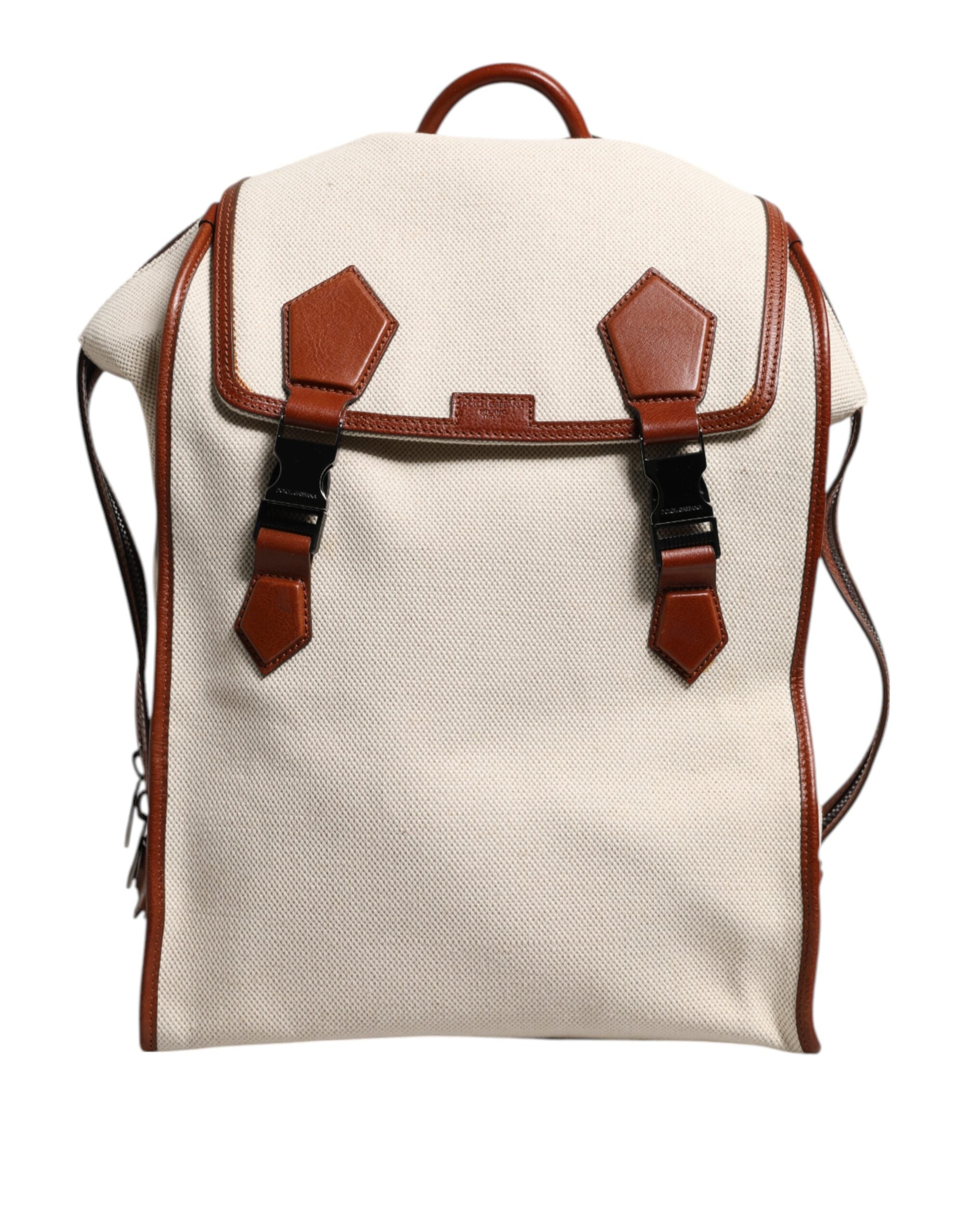 Beige Brown Canvas Leather EDGE Travel Men Back Pack Bag