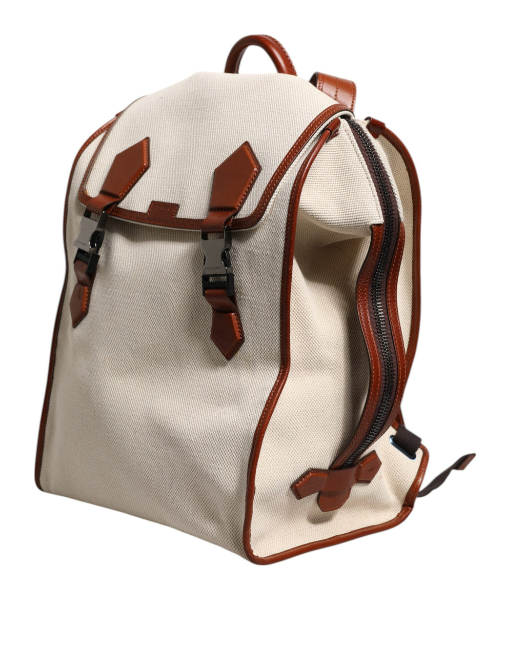 Beige Brown Canvas Leather EDGE Travel Men Back Pack Bag