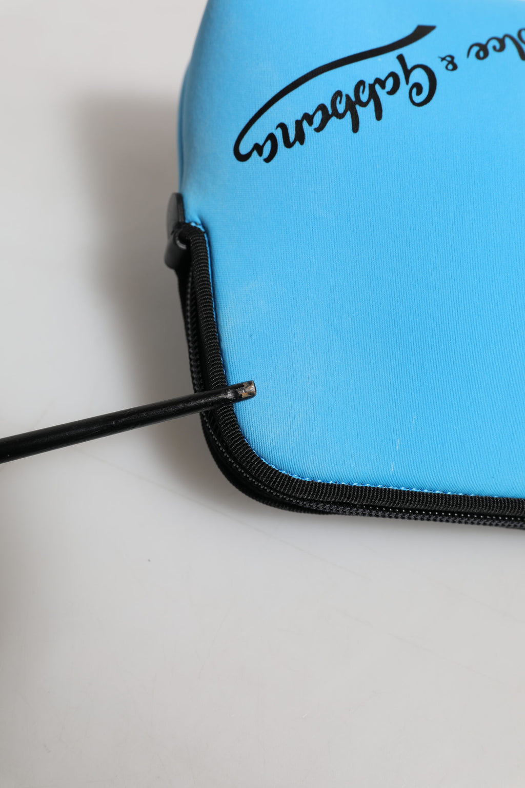 Blue Nylon DG Logo Print Clutch Zip Pouch Bag