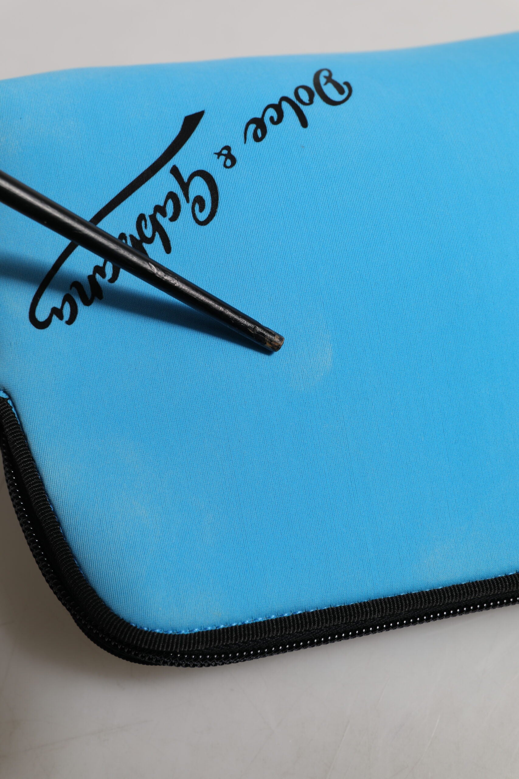 Blue Nylon DG Logo Print Clutch Zip Pouch Bag