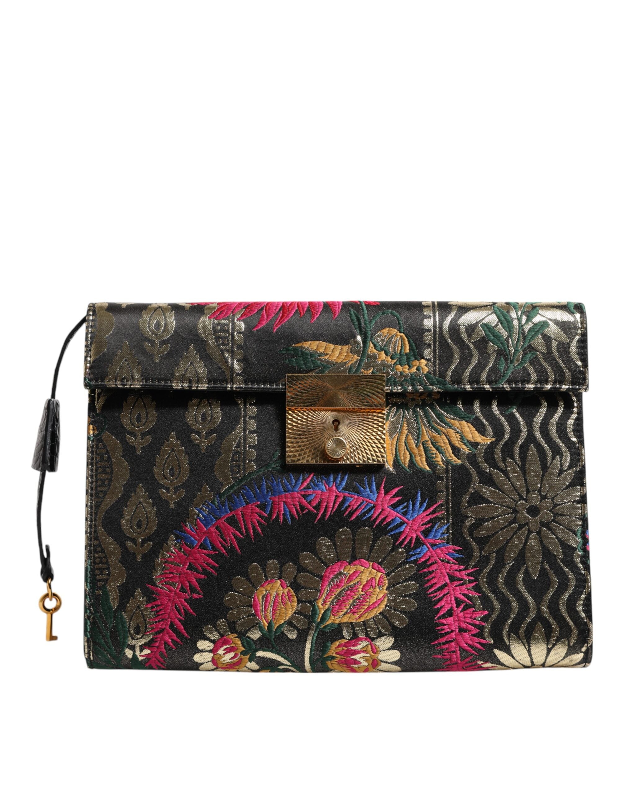 Multicolor Jacquard Floral Document Briefcase Bag