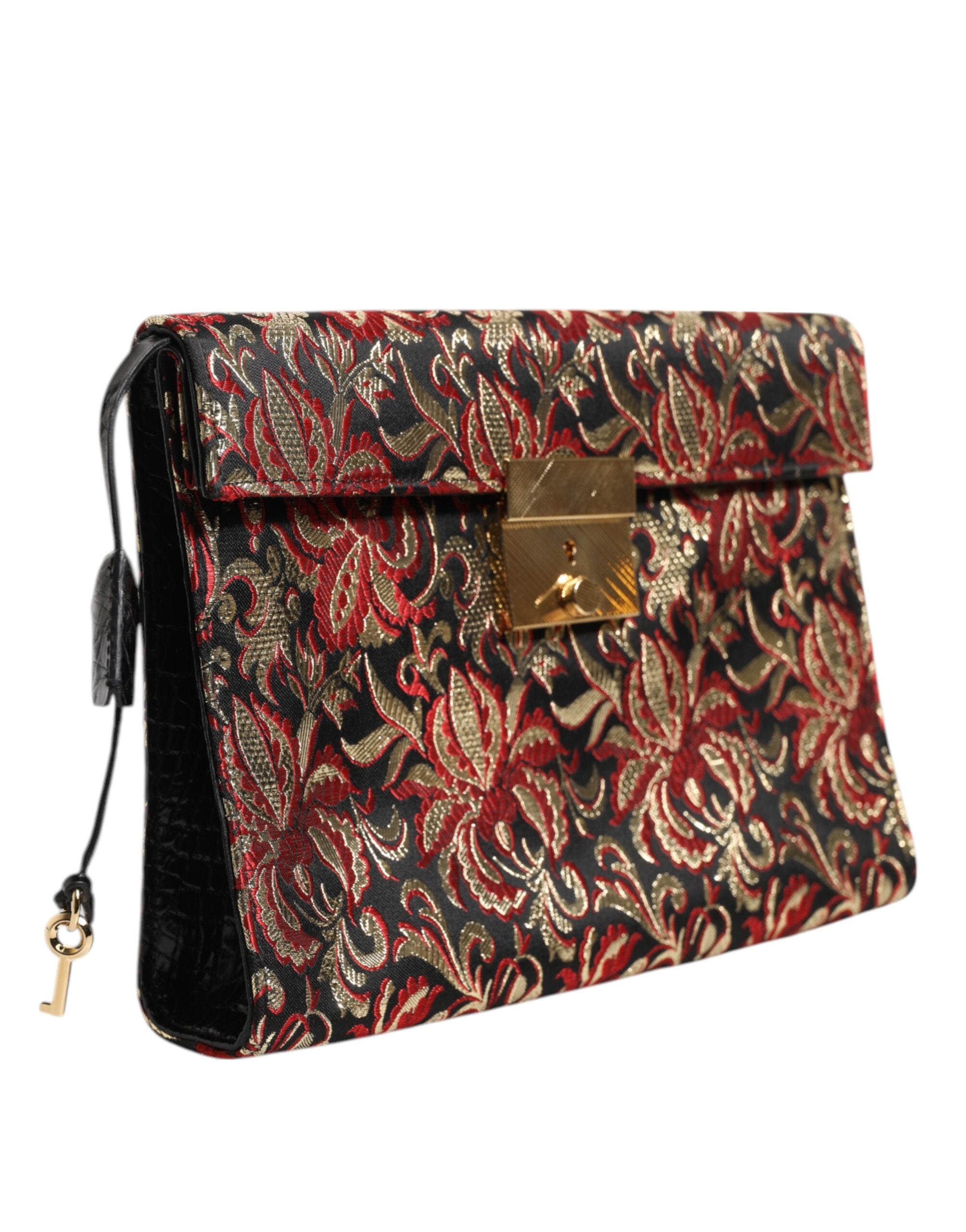 Multicolor Jacquard Floral Document Briefcase Bag