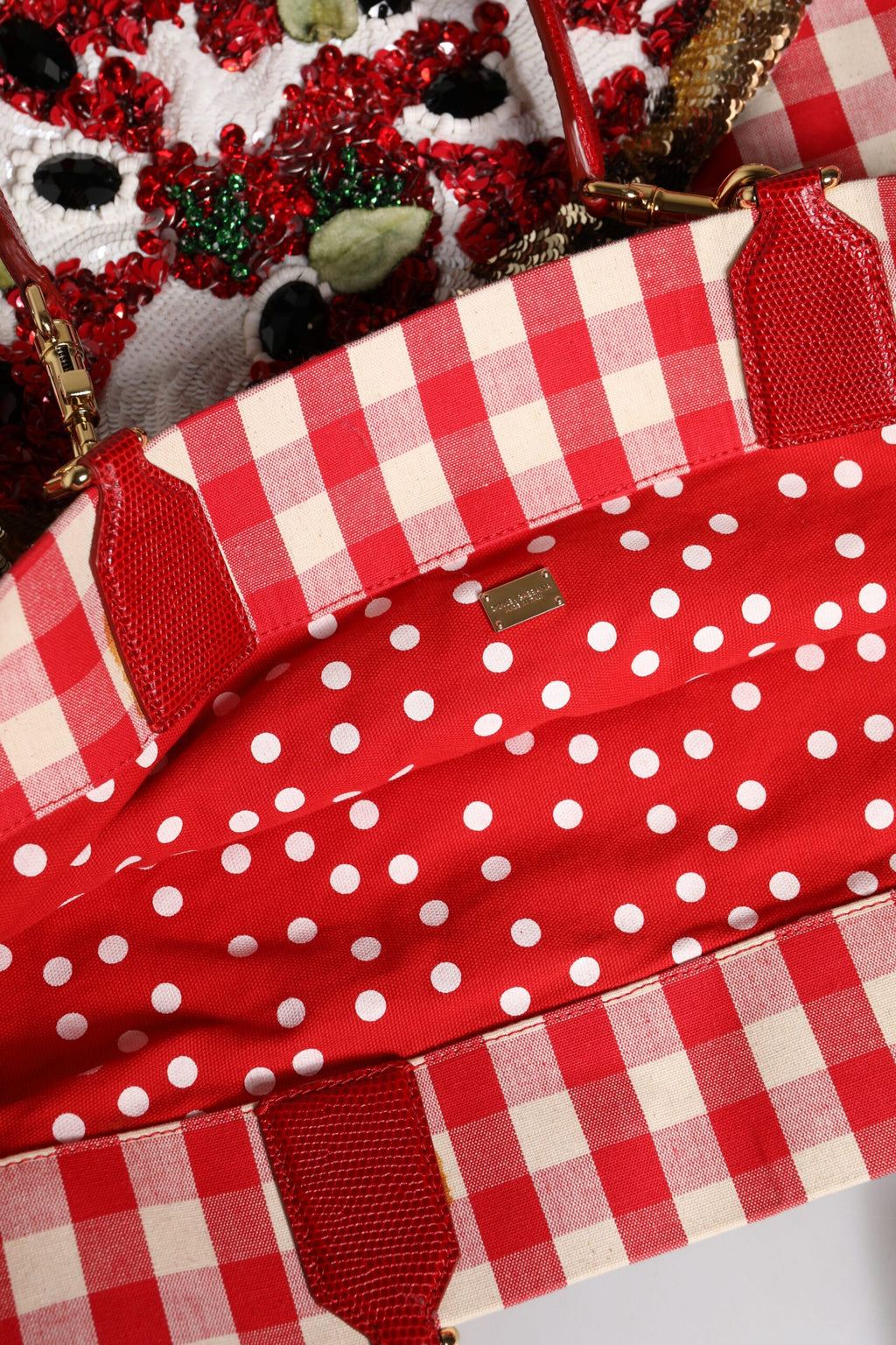 Red I Love Pizza Rhinestone Embellished Tote Bag