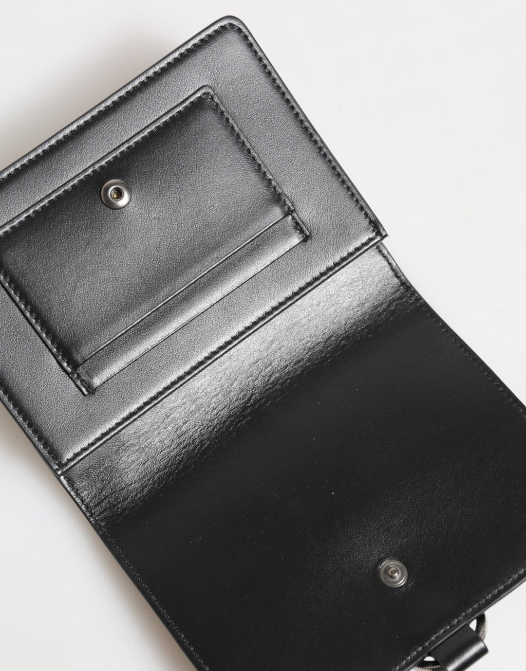 Black Leather Crystal Embellished Card Holder Wallet