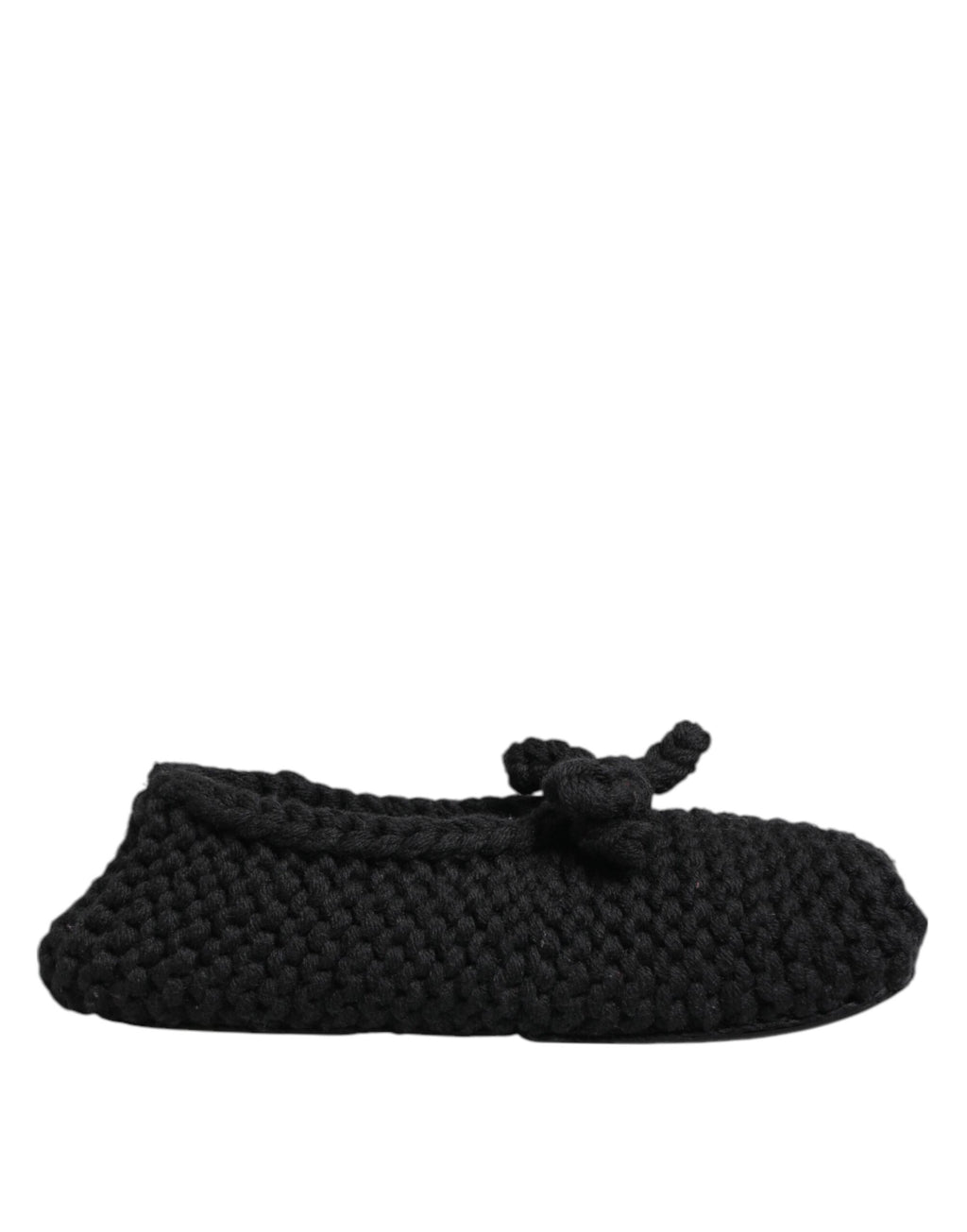 Black Wool Knit Slip On Ballerina Flats Shoes