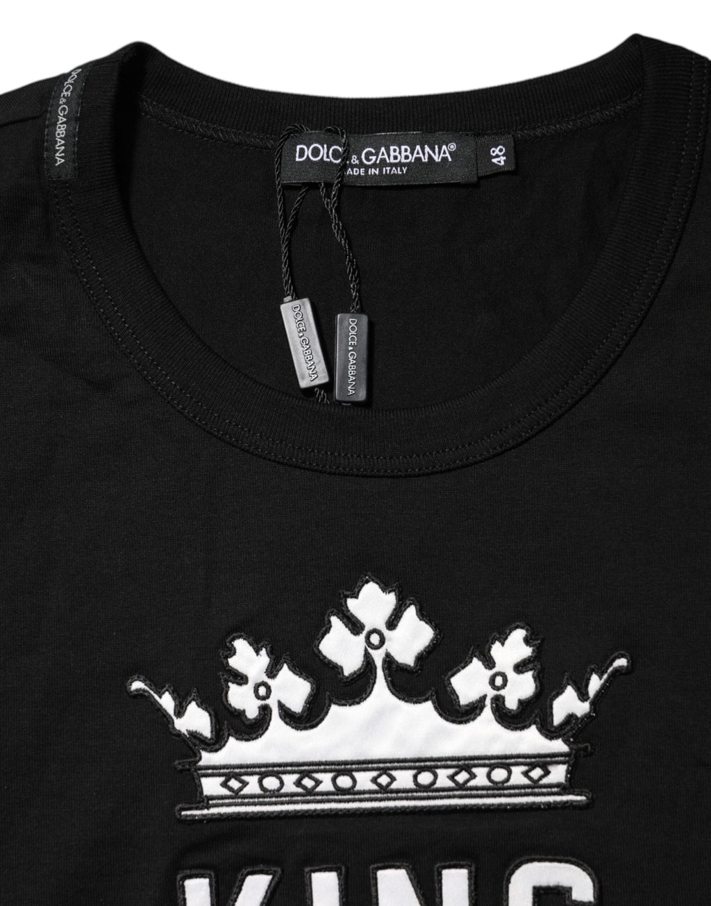 Black DG King Crown Cotton Crew Neck T-shirt