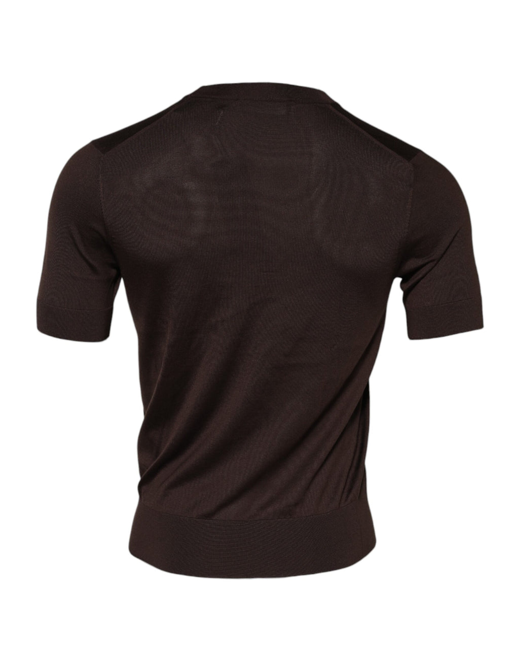 Brown Silk Crew Neck Short Sleeves T-shirt