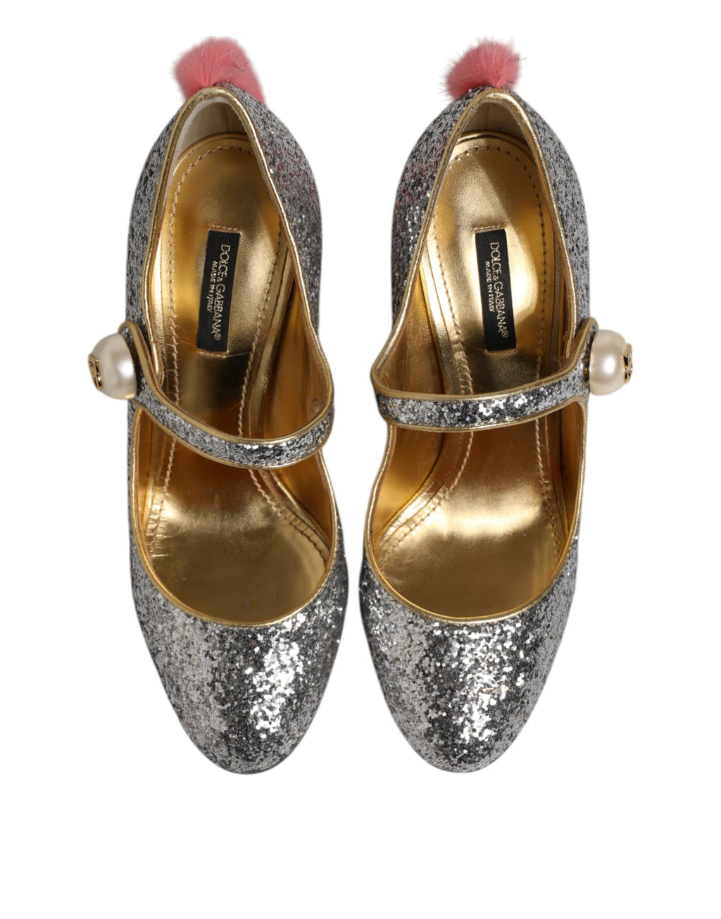 Silver Glitter Mink Fur VALLY Pumps Shoes