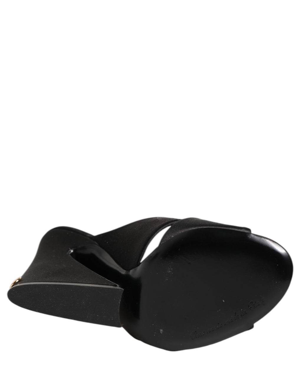 Black Logo KEIRA Satin Slides Sandals Shoes