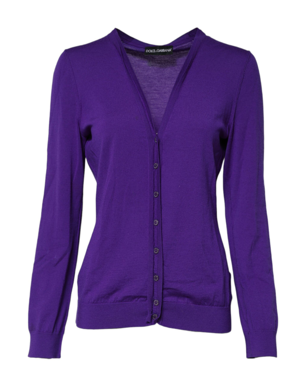 Purple Wool Knit V-neck Cardigan Sweater