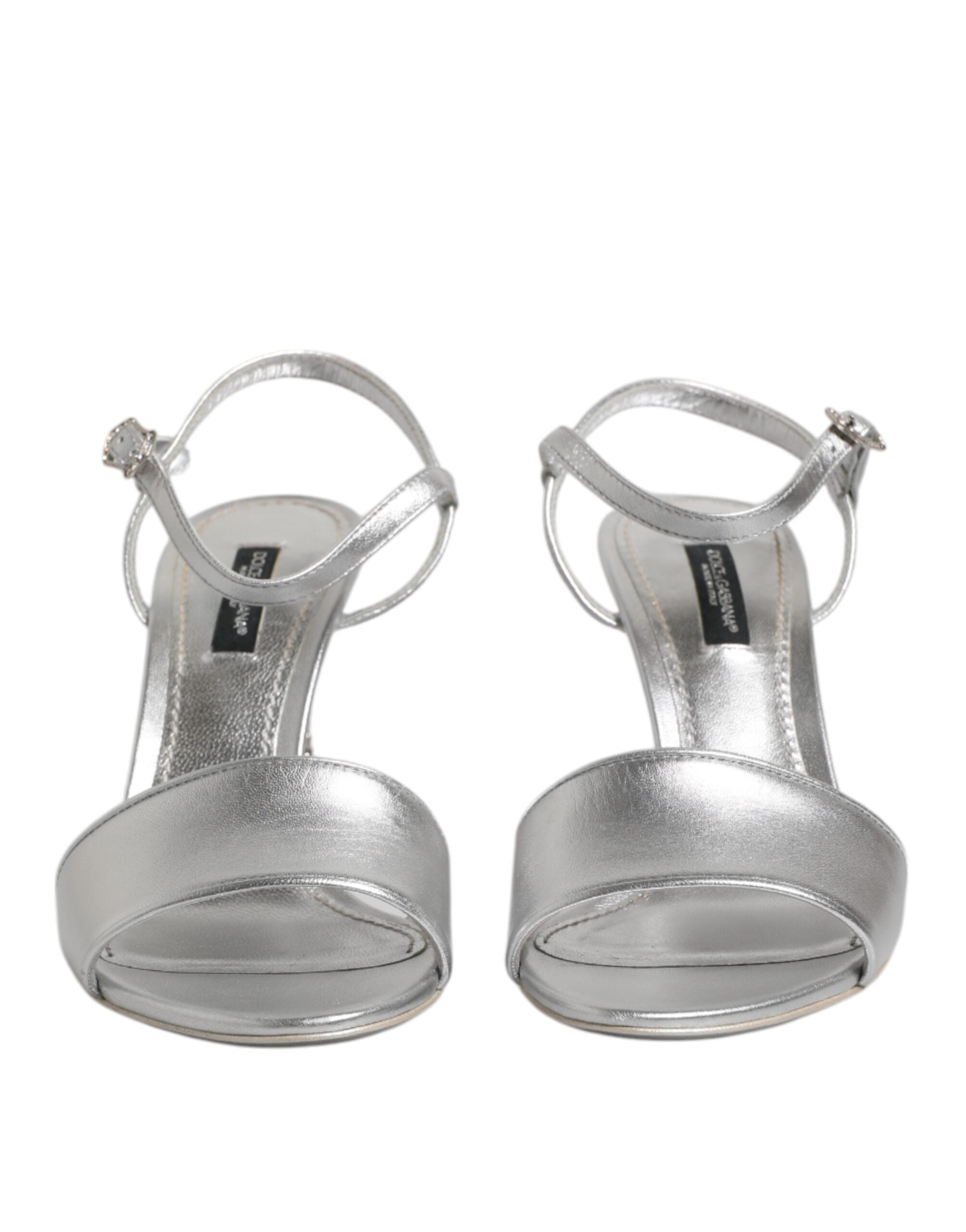 Silver KEIRA Heels Ankle Strap Sandals Shoes