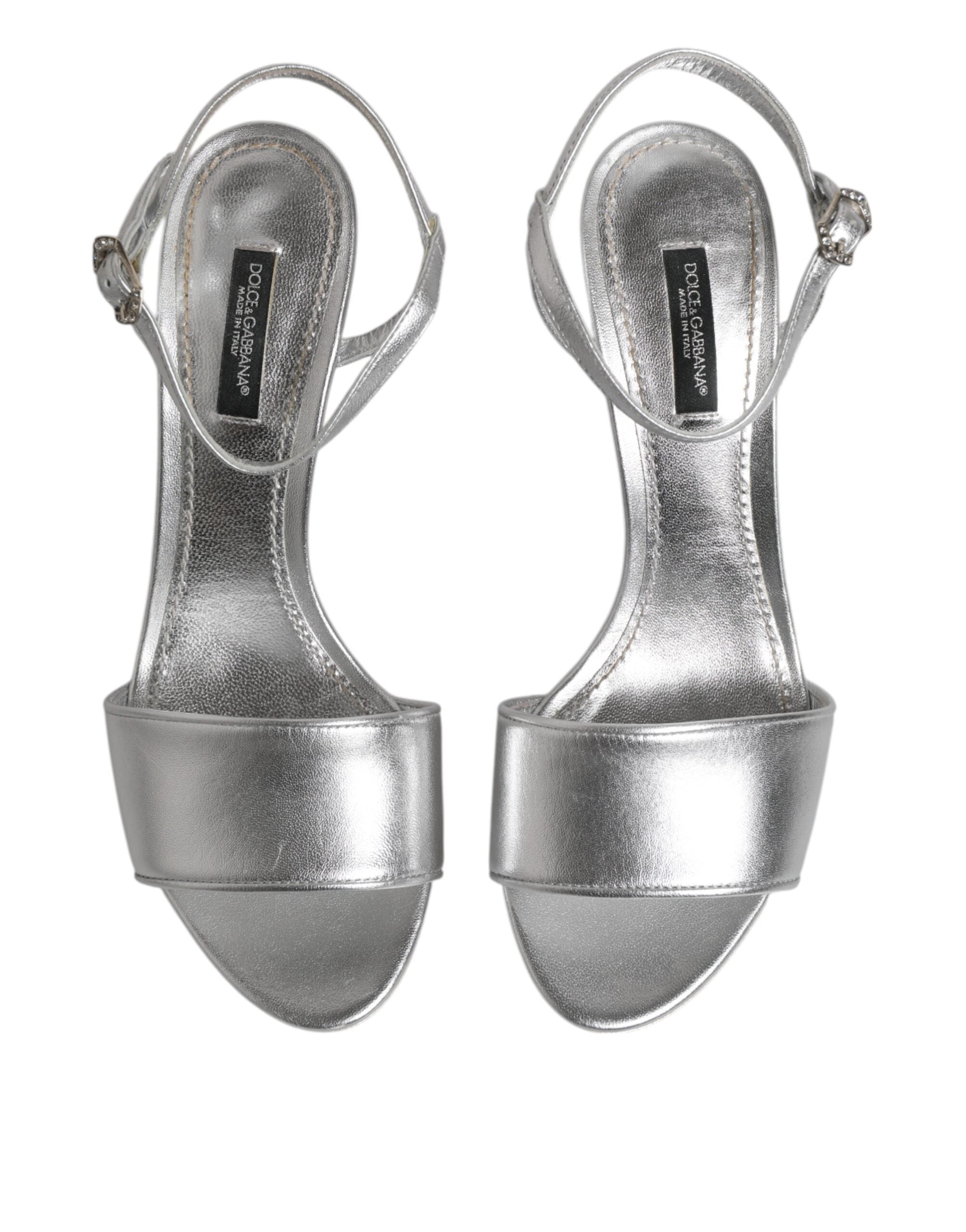 Silver KEIRA Heels Ankle Strap Sandals Shoes