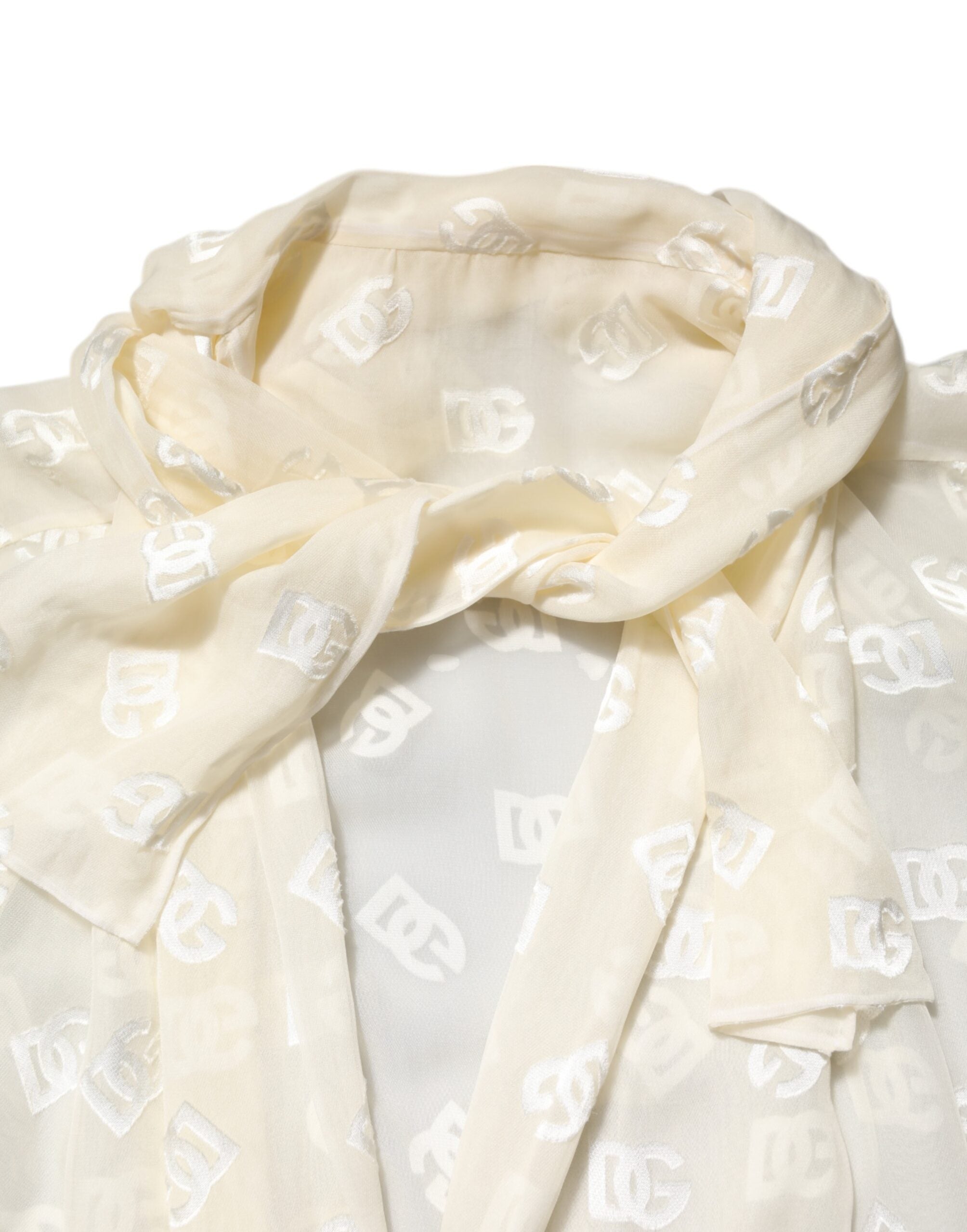 Off White Logo Monogram Ascot Collar Top