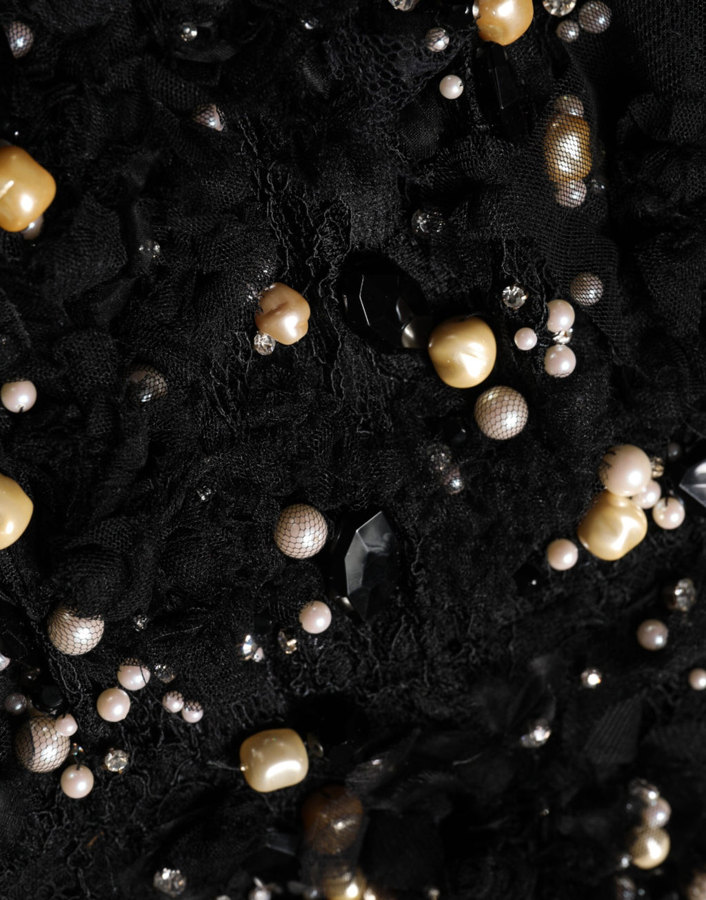 Black Viscose Pearl Embellishment Shift Dress