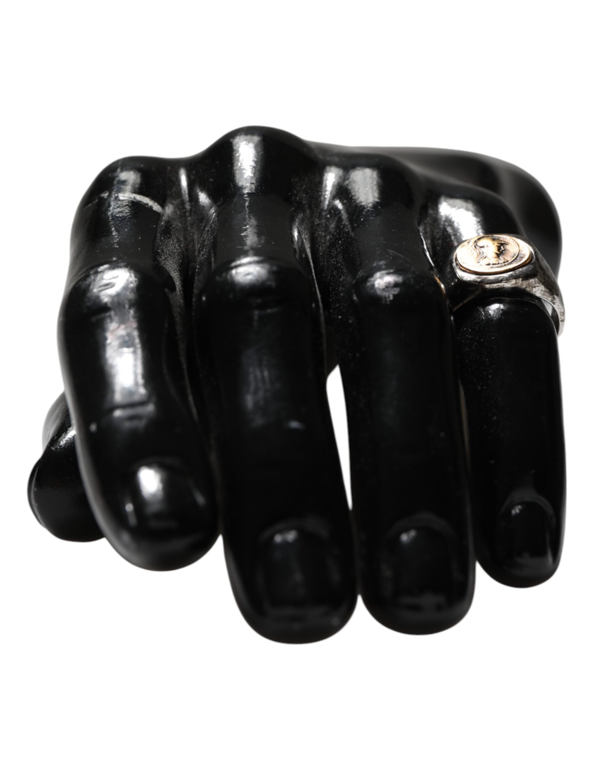 Silver Tone Engraved Two Color Real Brass Ring